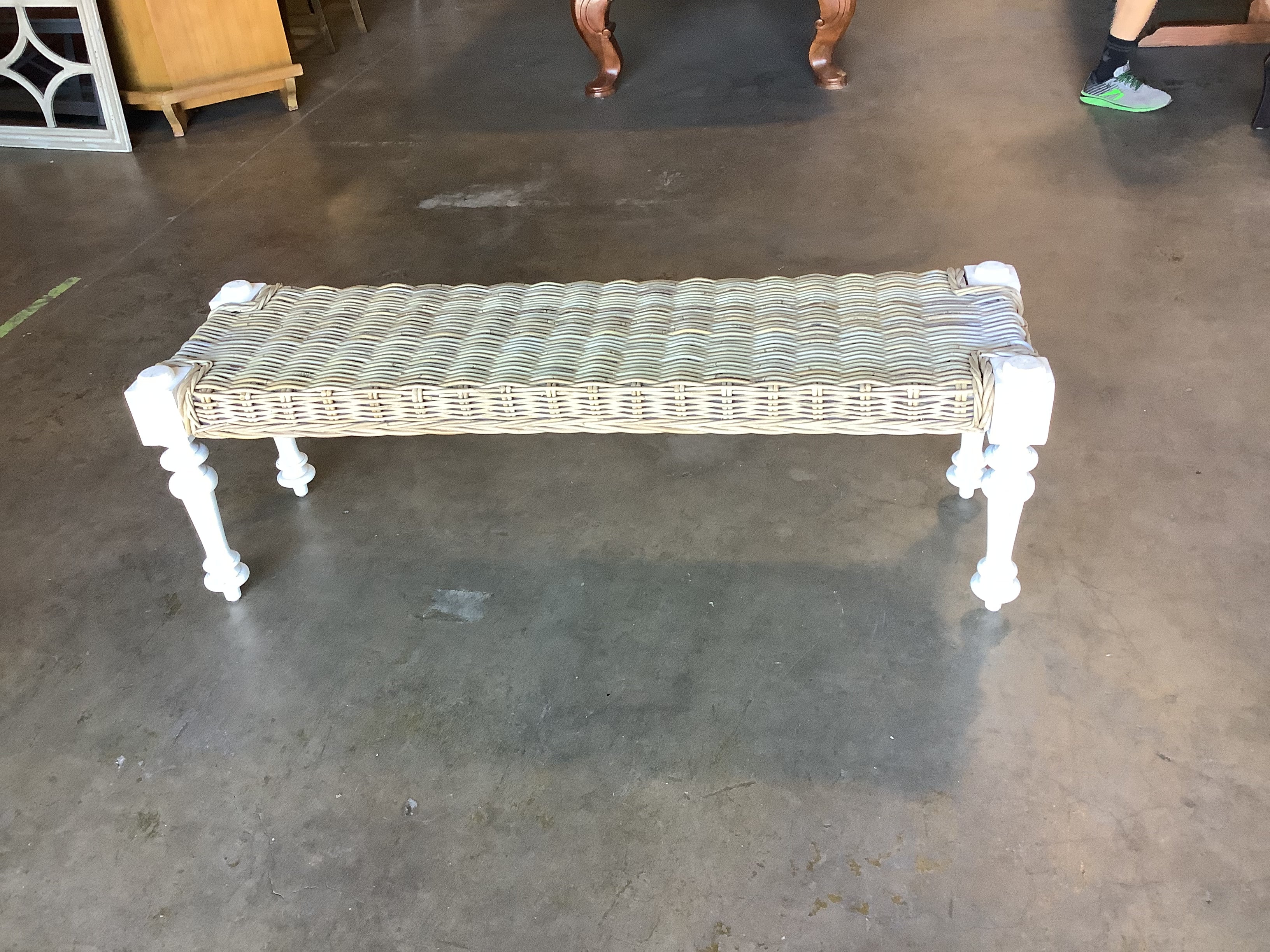 White Rattan Bench TOSA Furniture Boutique