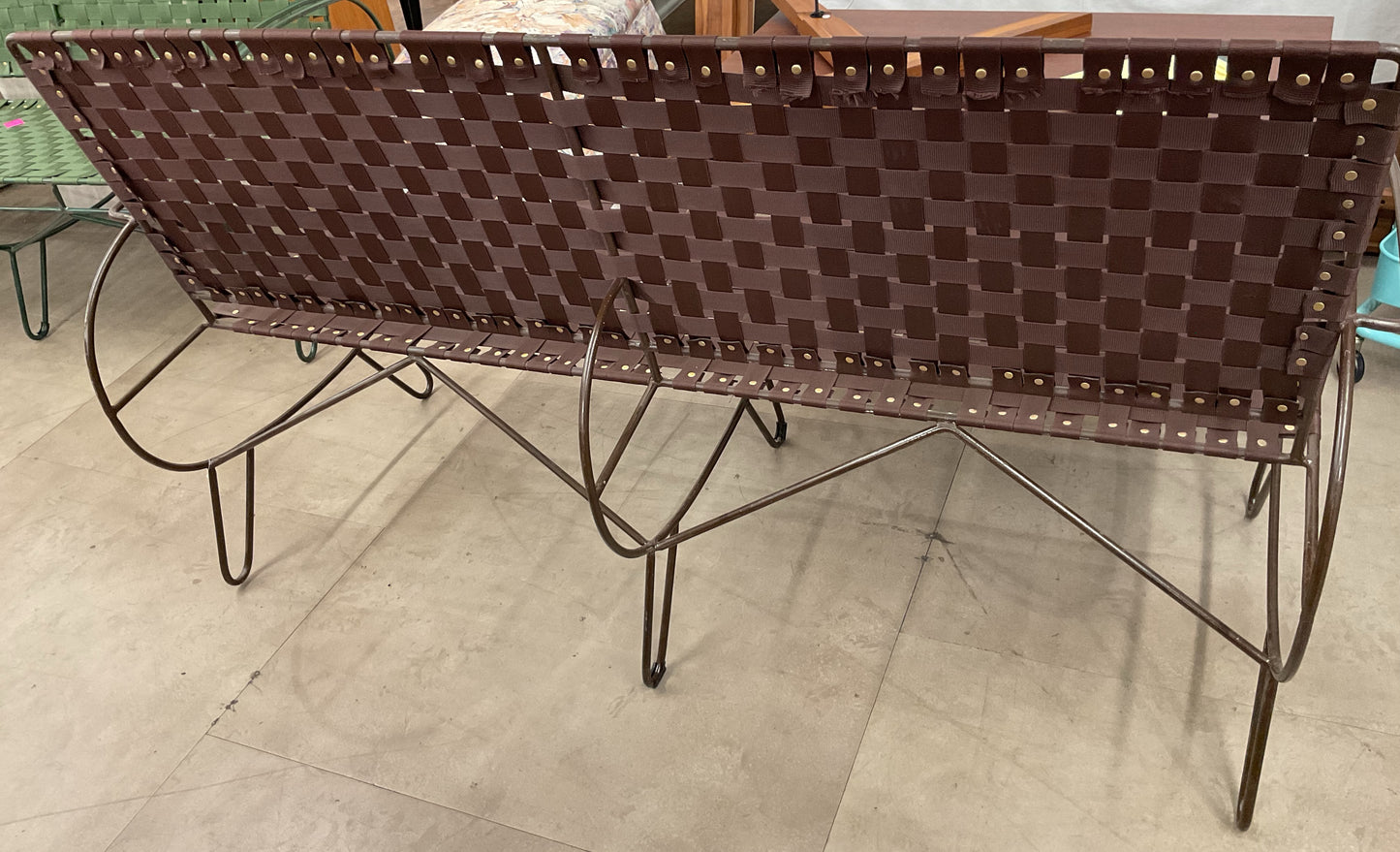 Chocolate Woven Strap Bench