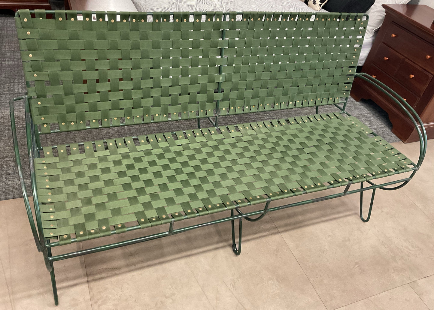 Army Green Woven Strap Bench