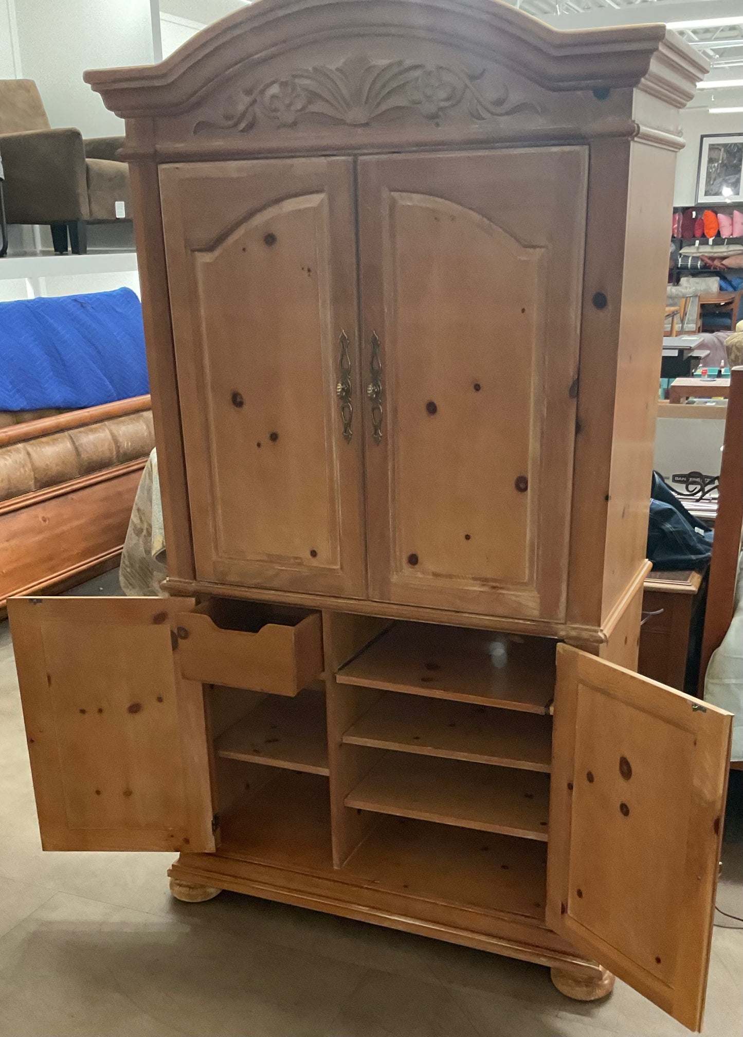 Vintage Bonnet Top Armoire