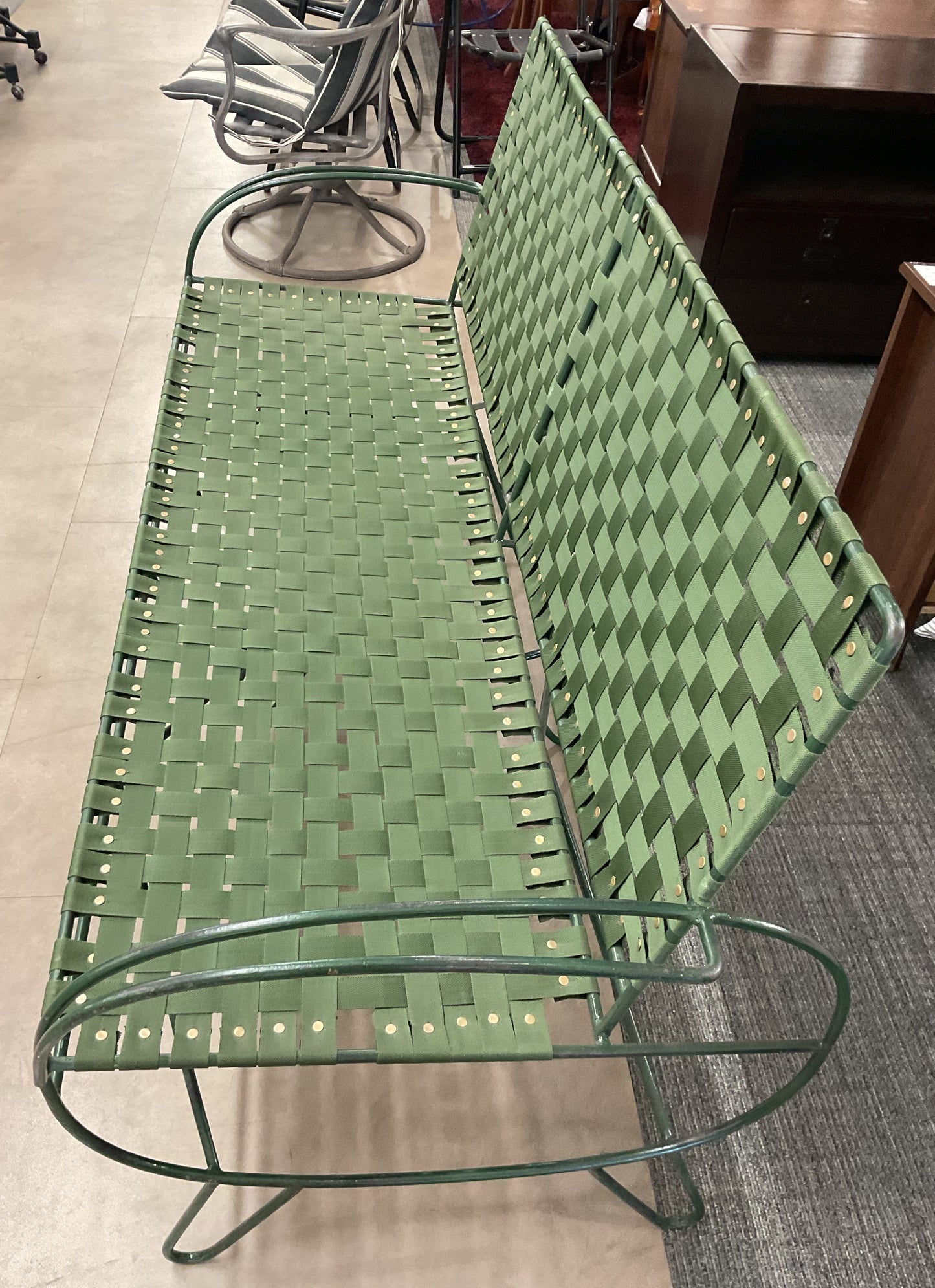 Army Green Woven Strap Bench