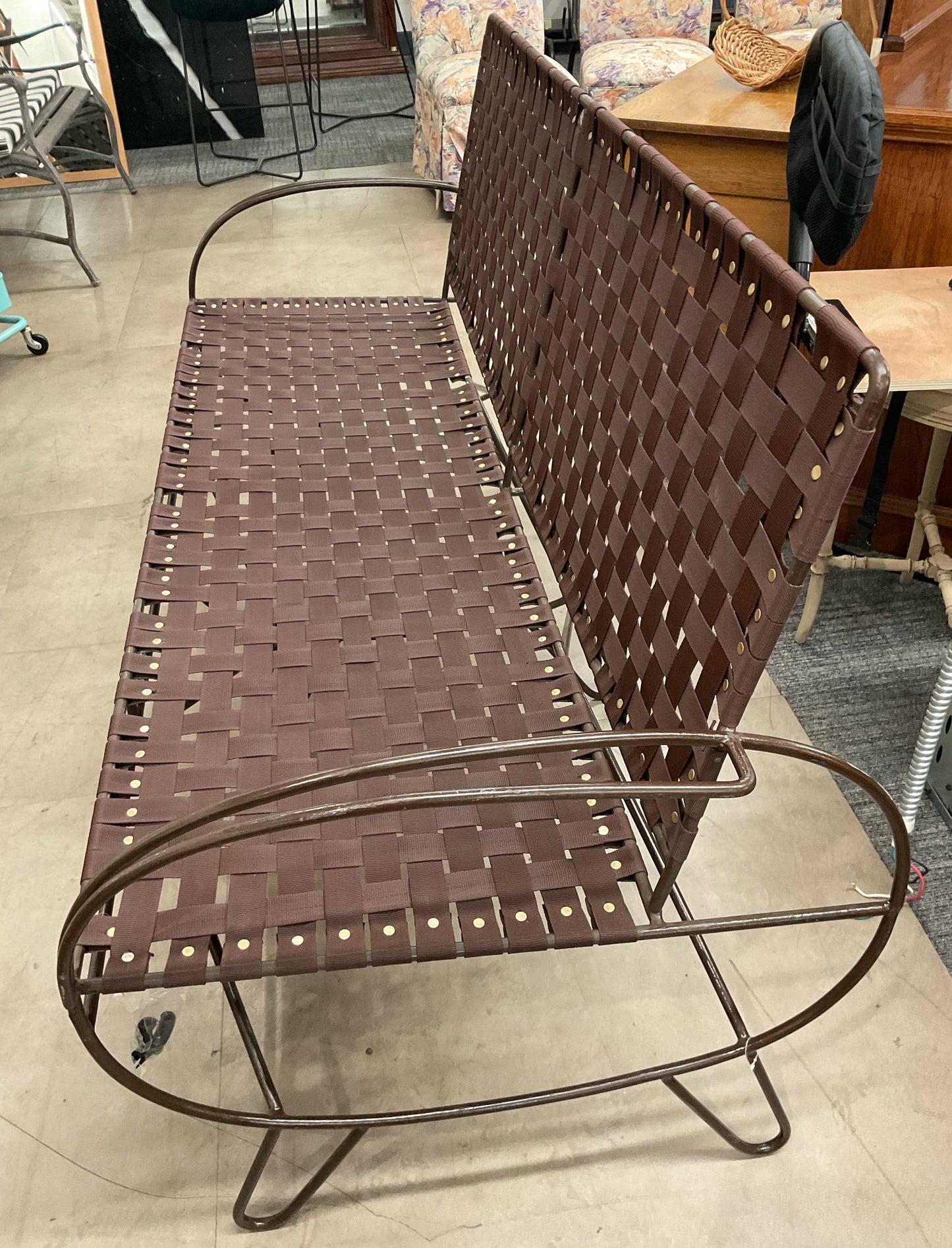 Chocolate Woven Strap Bench