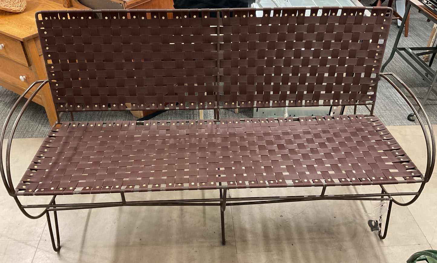 Chocolate Woven Strap Bench