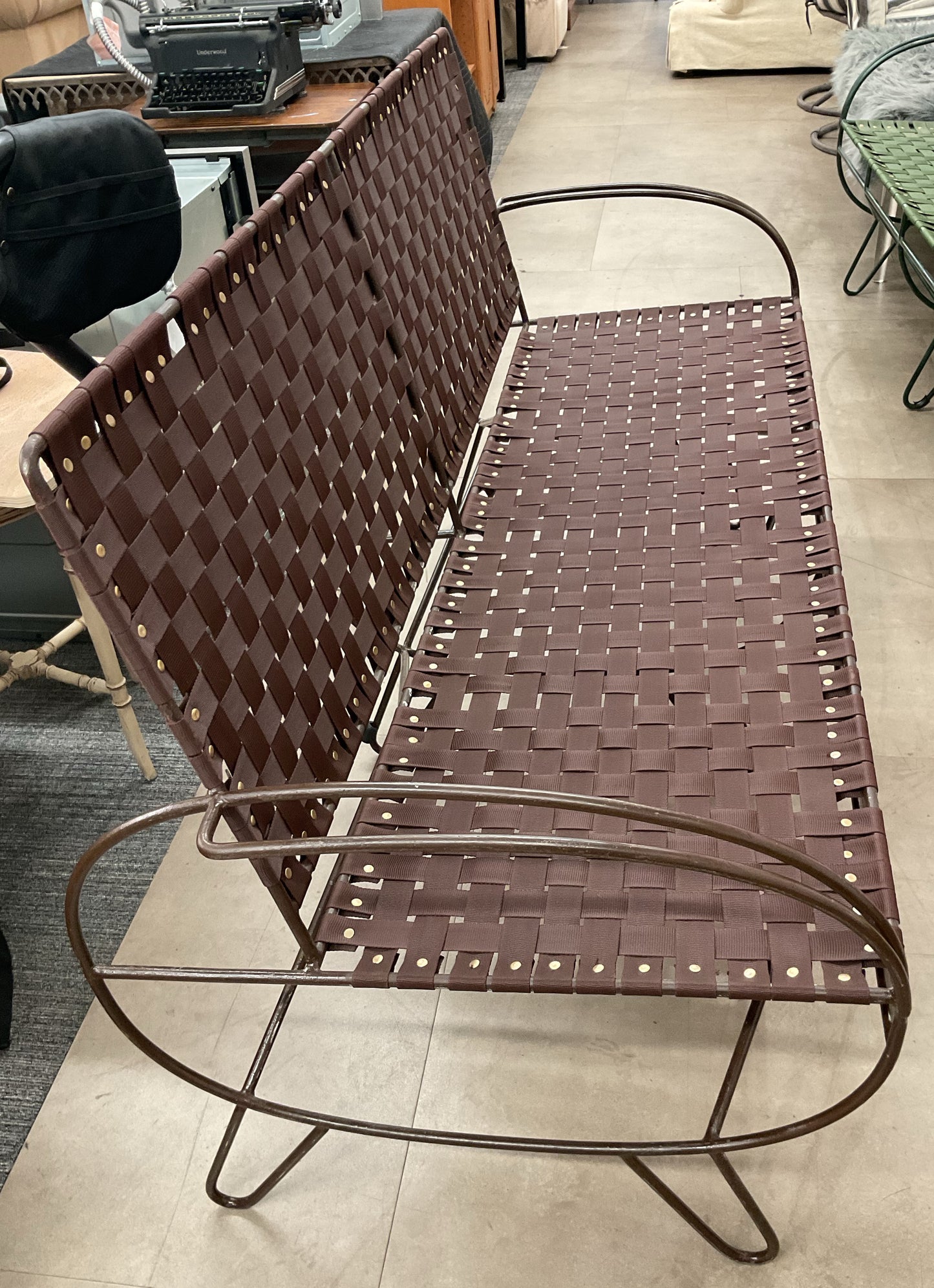Chocolate Woven Strap Bench