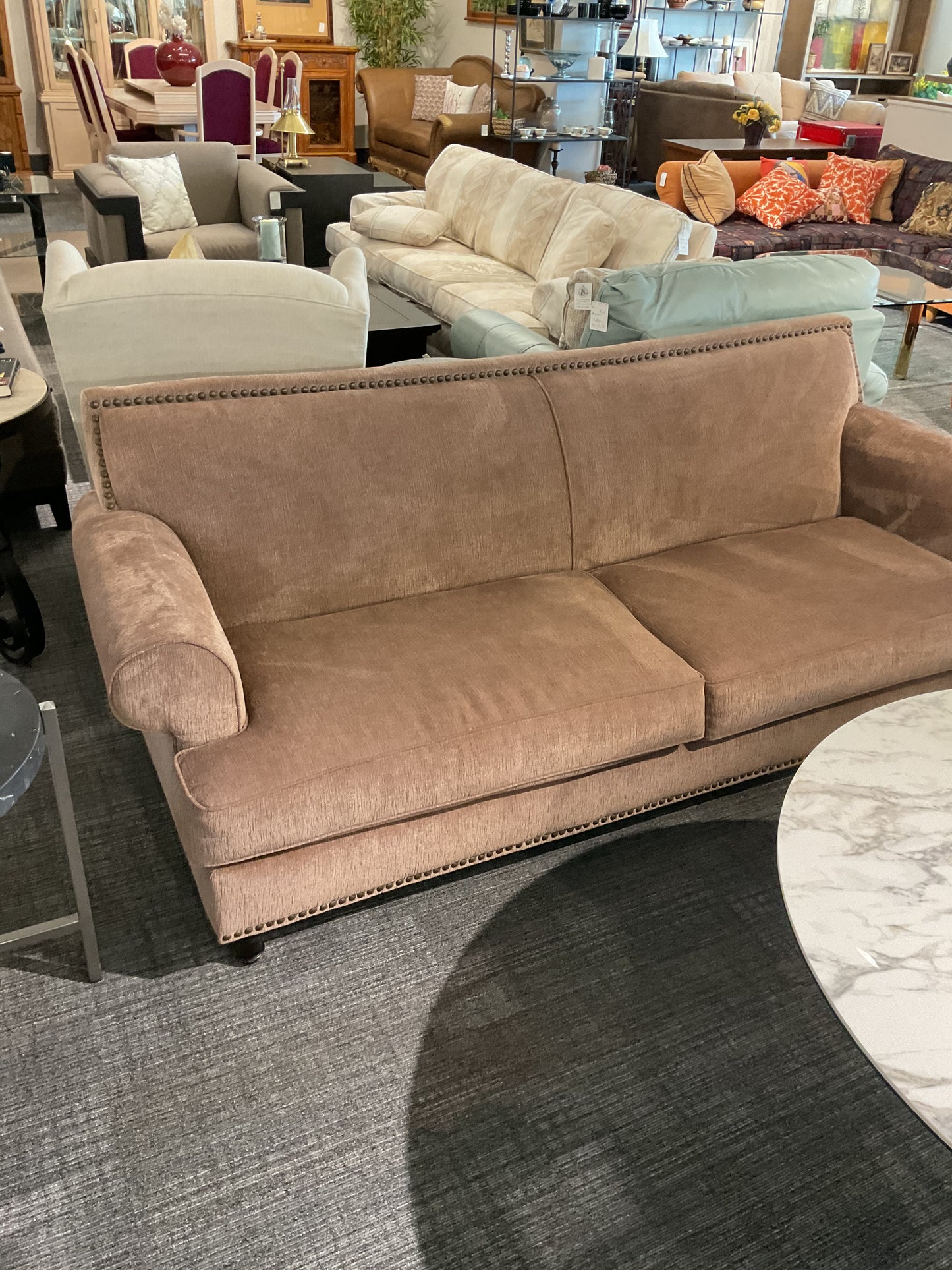 Studded Tan Sofa