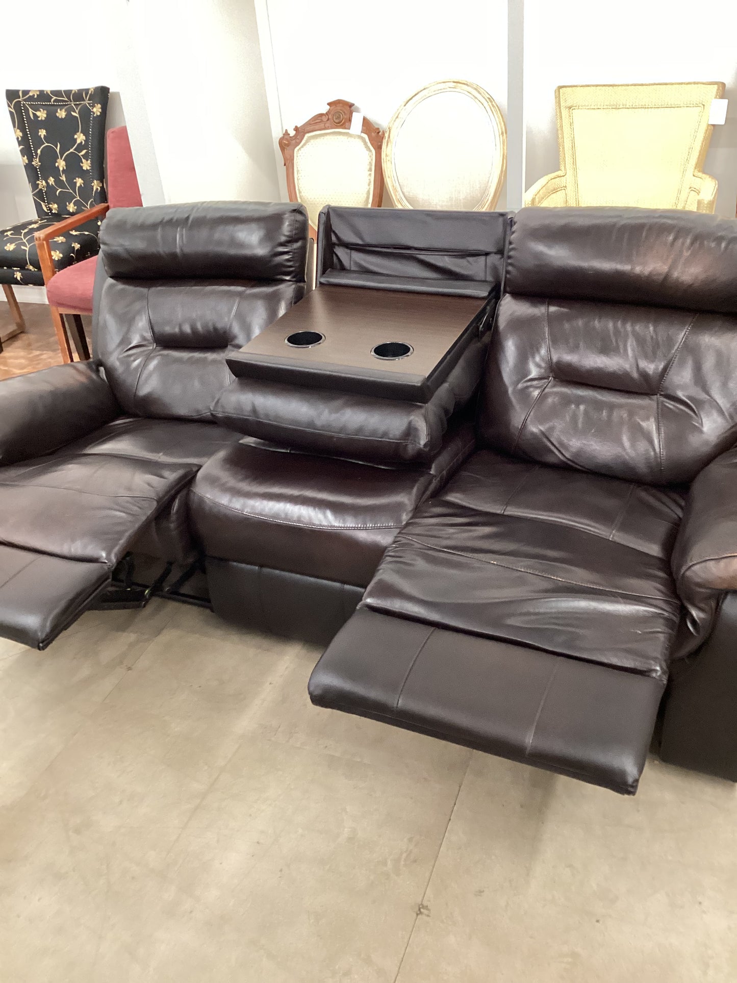 Double Leather Recliner.