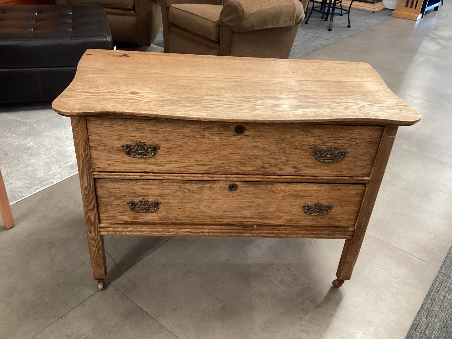 2 Drawer Rustic dresser on Wheels