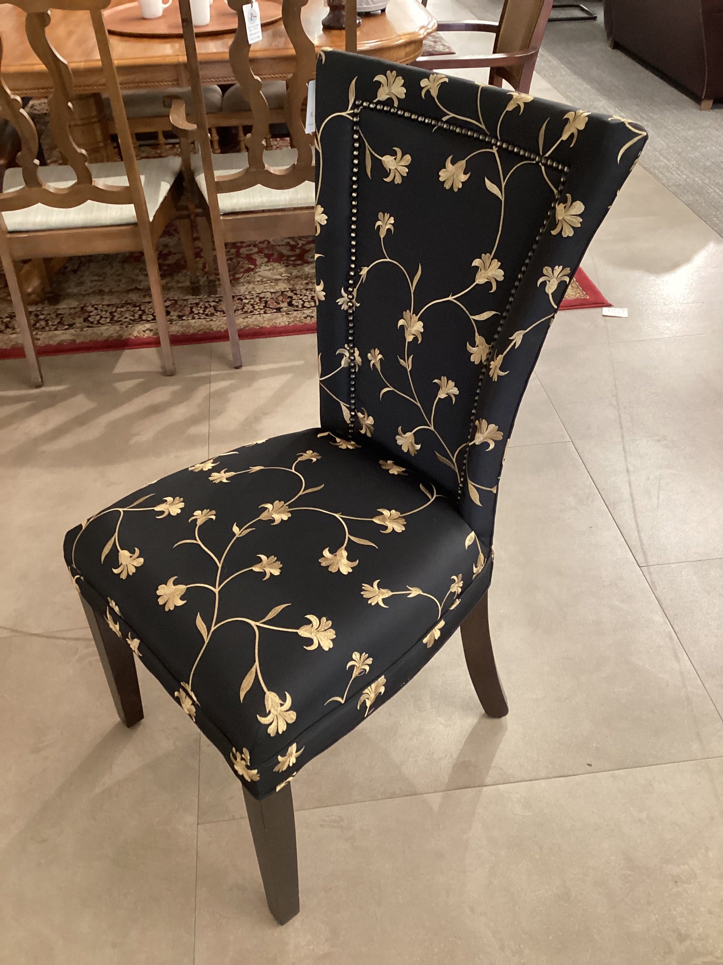Black & Gold Floral Chair