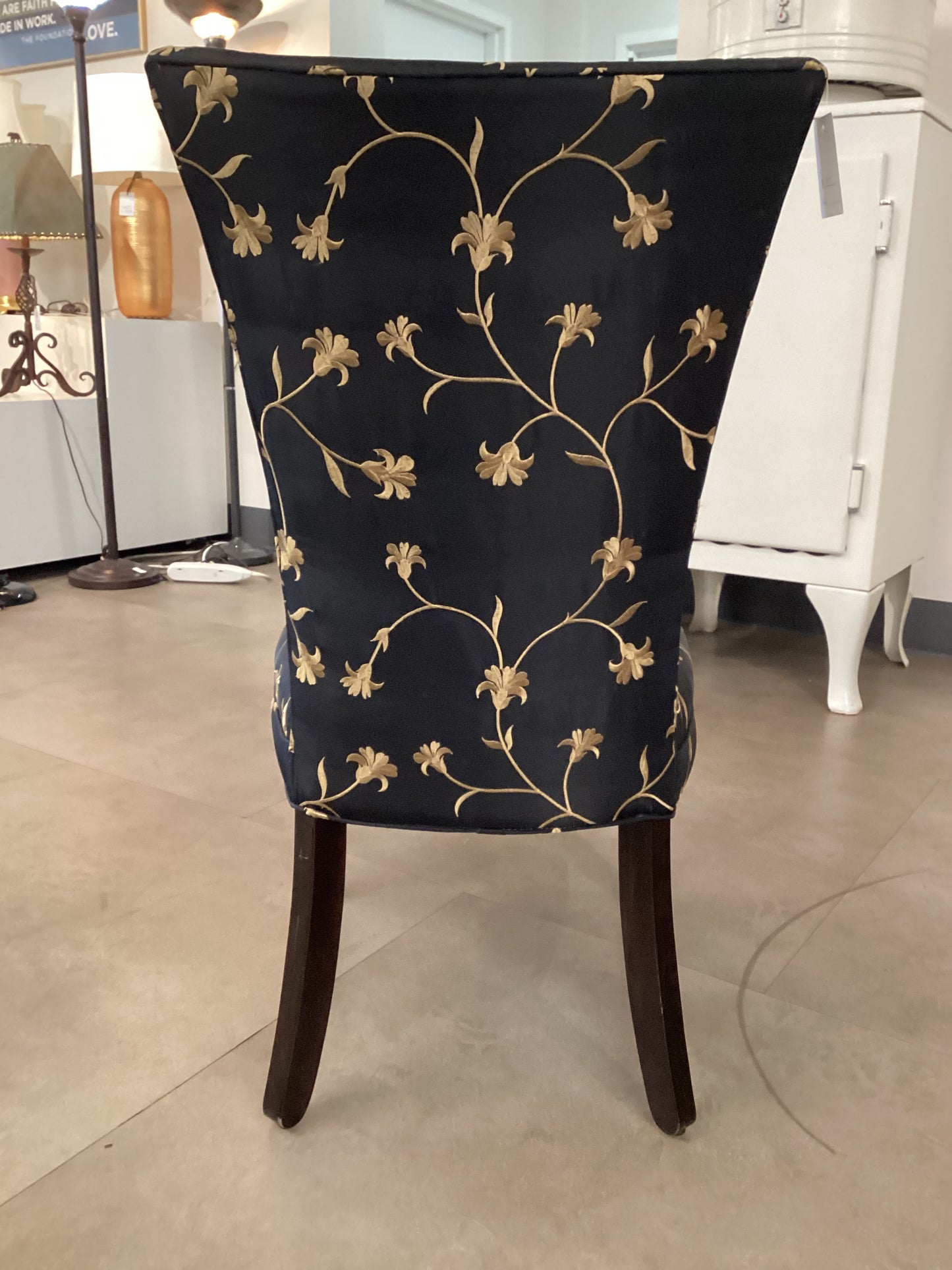 Black & Gold Floral Chair