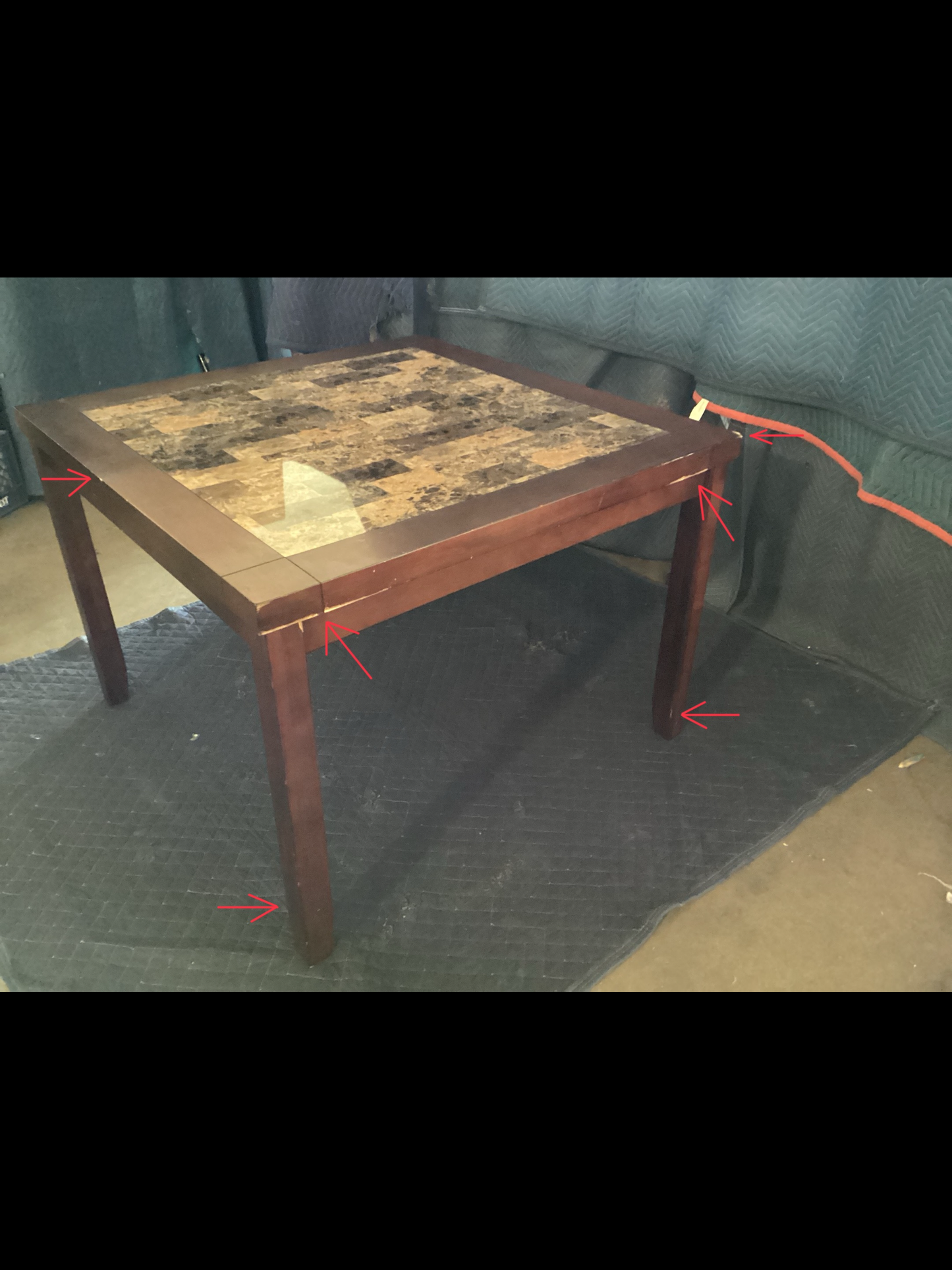 Stone top 4 Chair Dining Set