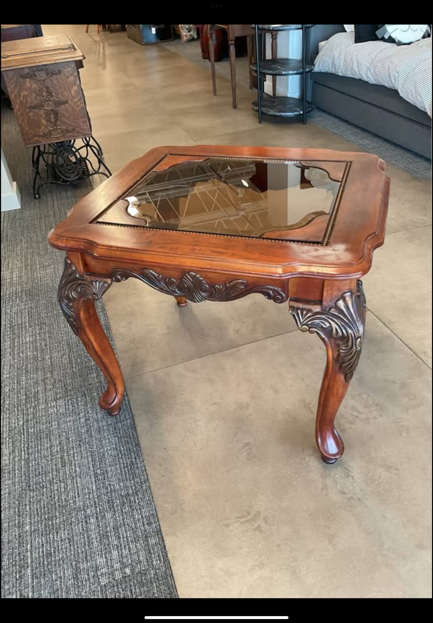 Wooden Glass Top End Table #1