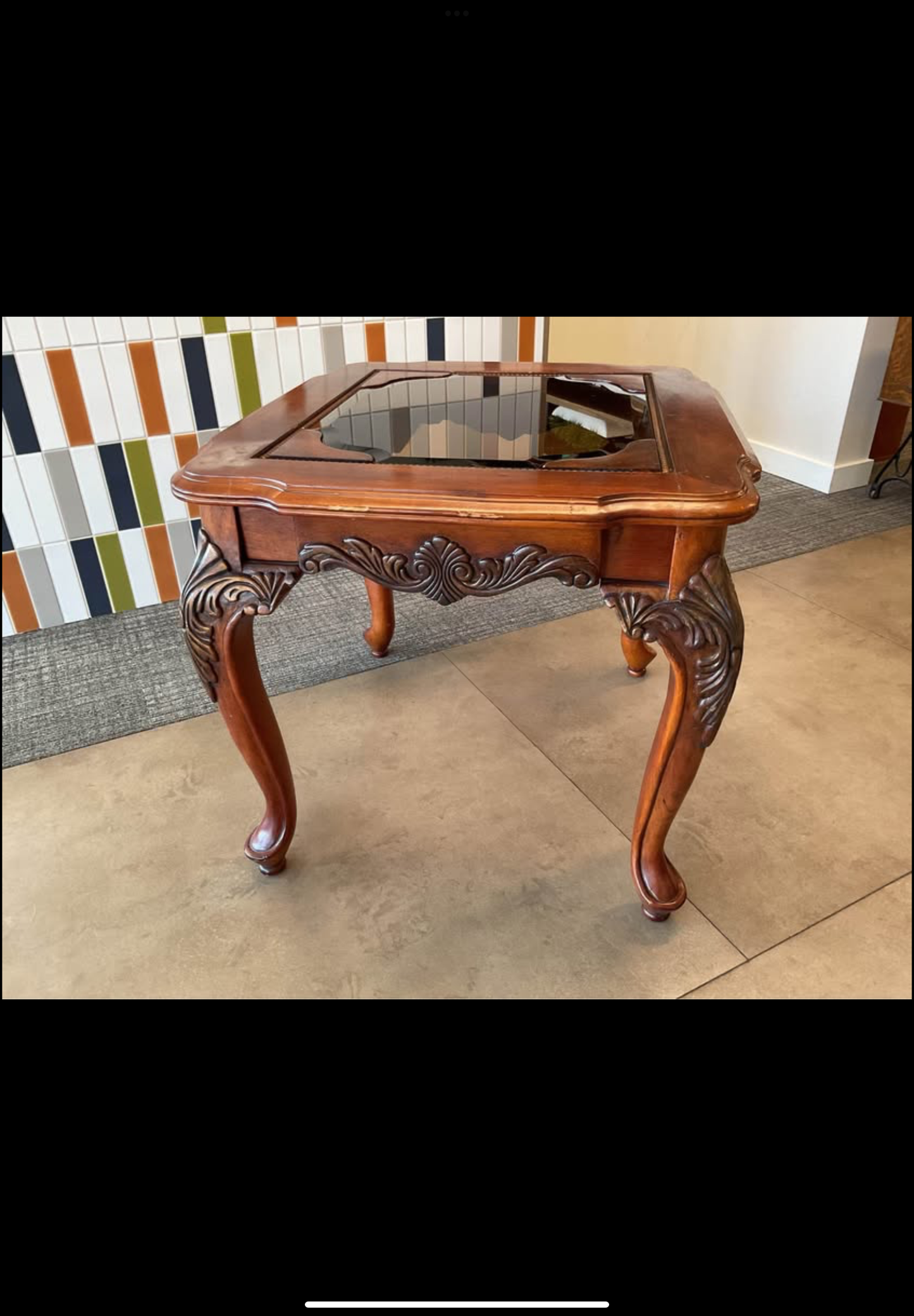 Wooden Glass Top End Table #1
