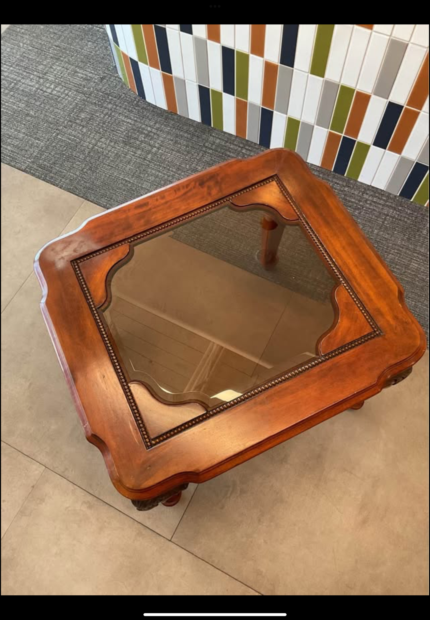 Wooden Glass Top End Table #1