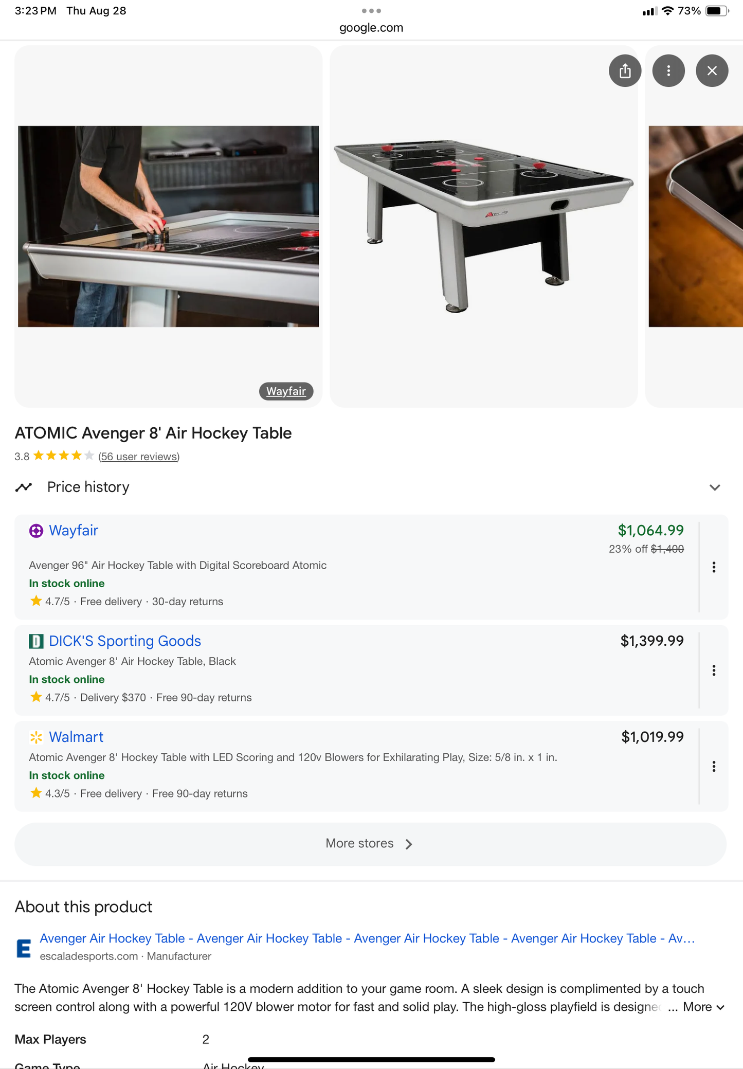 Atomic Avenger Air Hockey Table