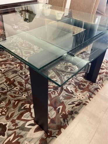 Pull Out Leaf Glass Table