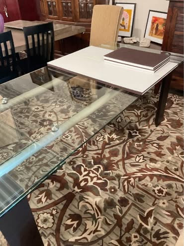 Pull Out Leaf Glass Table