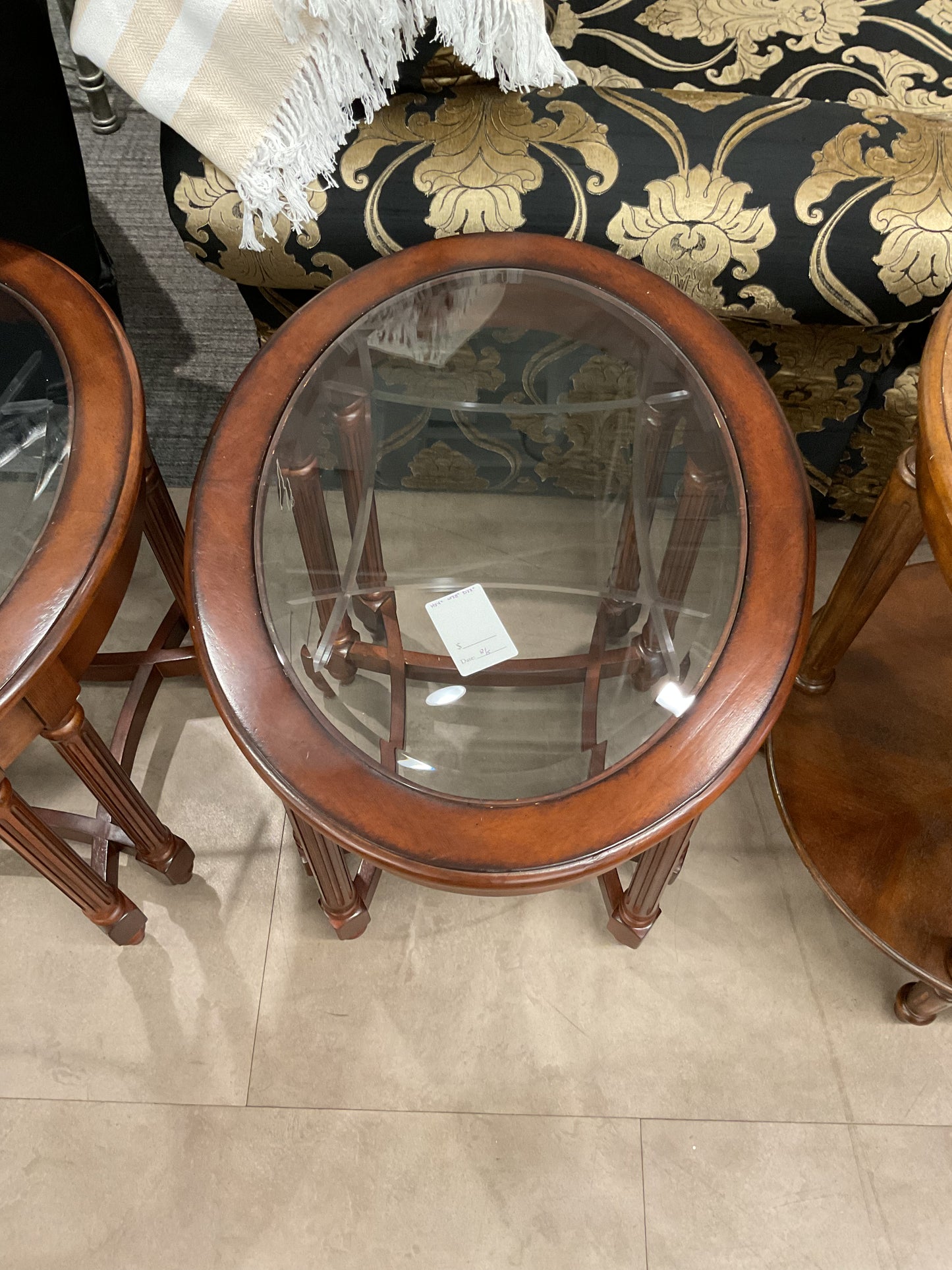 Glass Oval Side Table