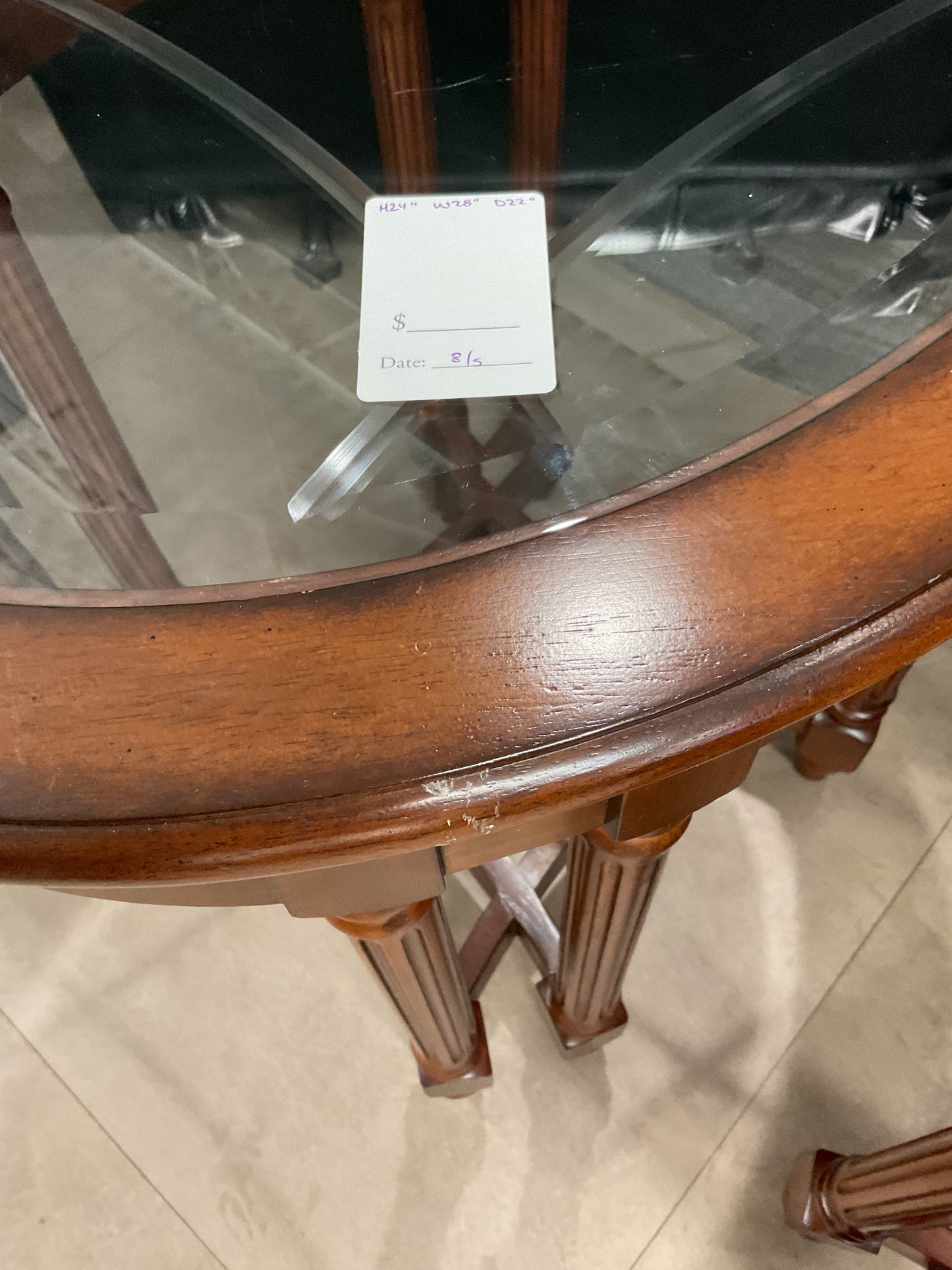 Glass Oval Side Table
