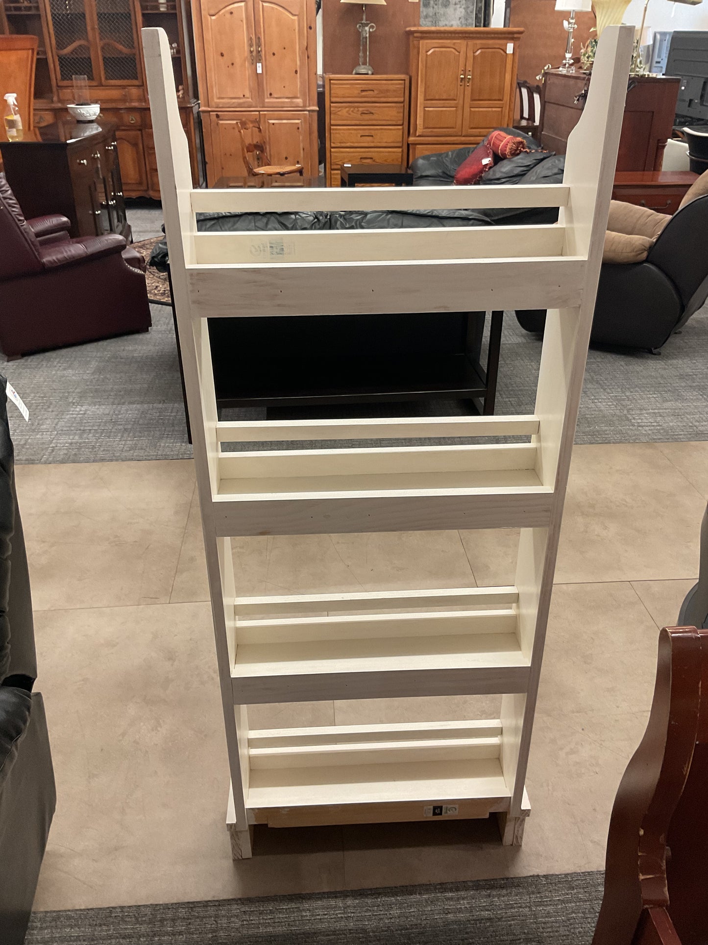 Painted White Ladder Bookshelf