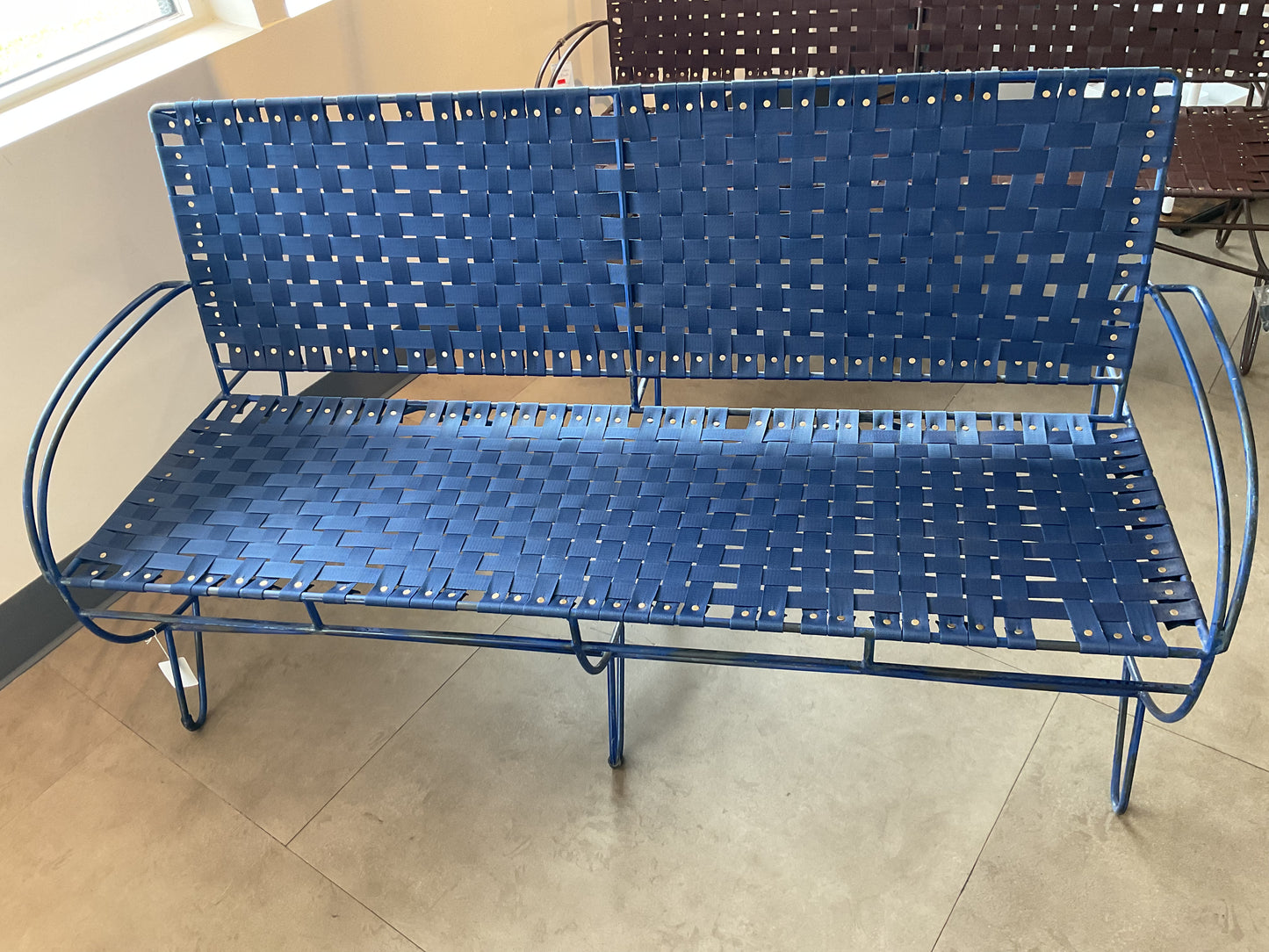 Navy Blue Woven Strap Bench