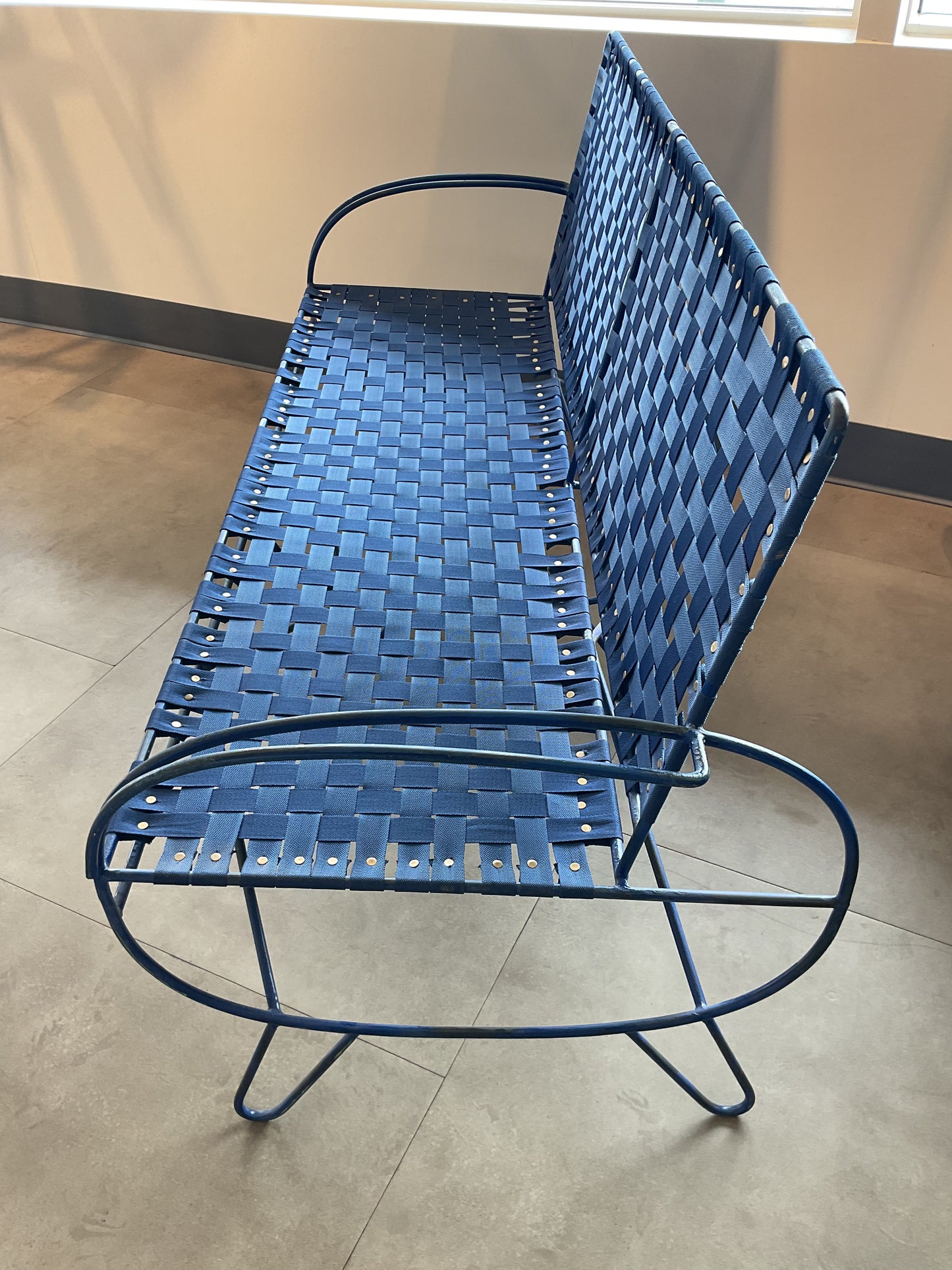Navy Blue Woven Strap Bench