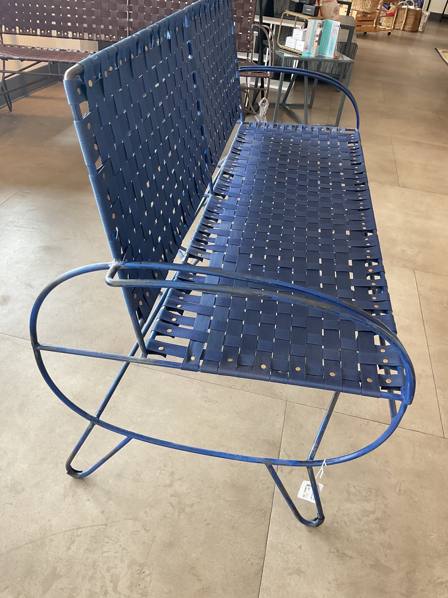 Navy Blue Woven Strap Bench