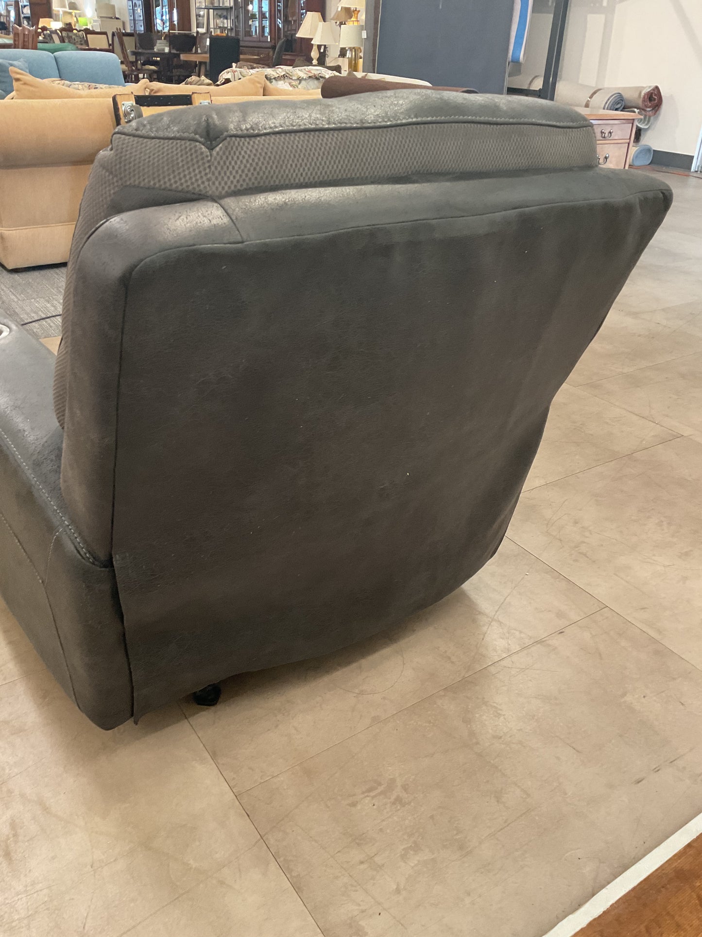 Faux Leather Recliner With Cup Holder