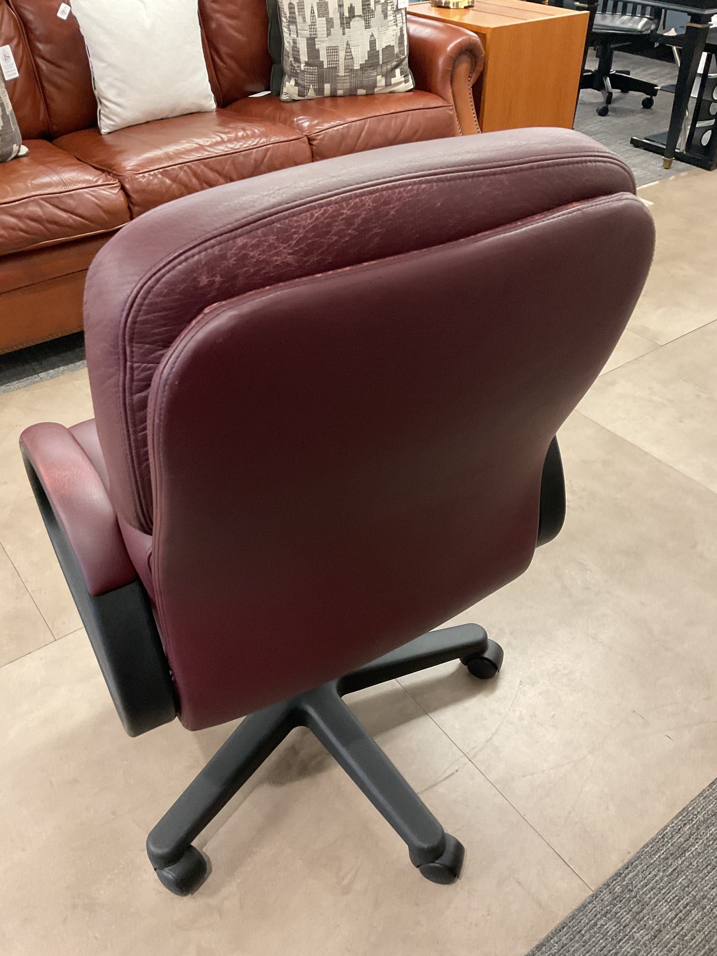 Distressed Maroon Office Chair