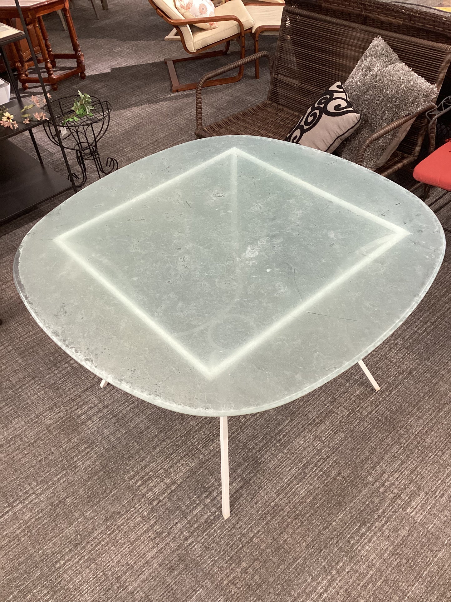 Frosted Glass Top Patio Table (no chairs included)