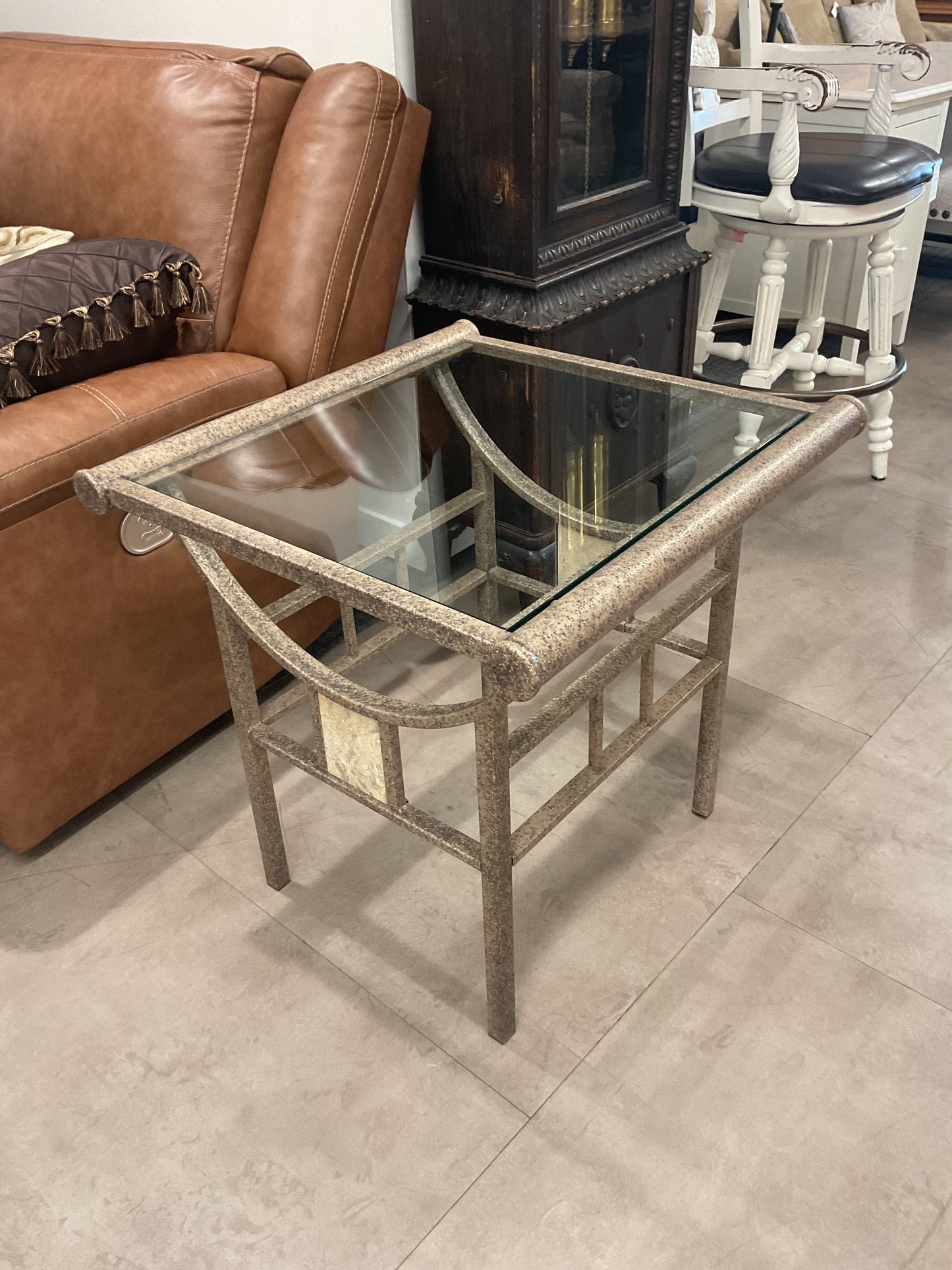 Hammered Metal End Table