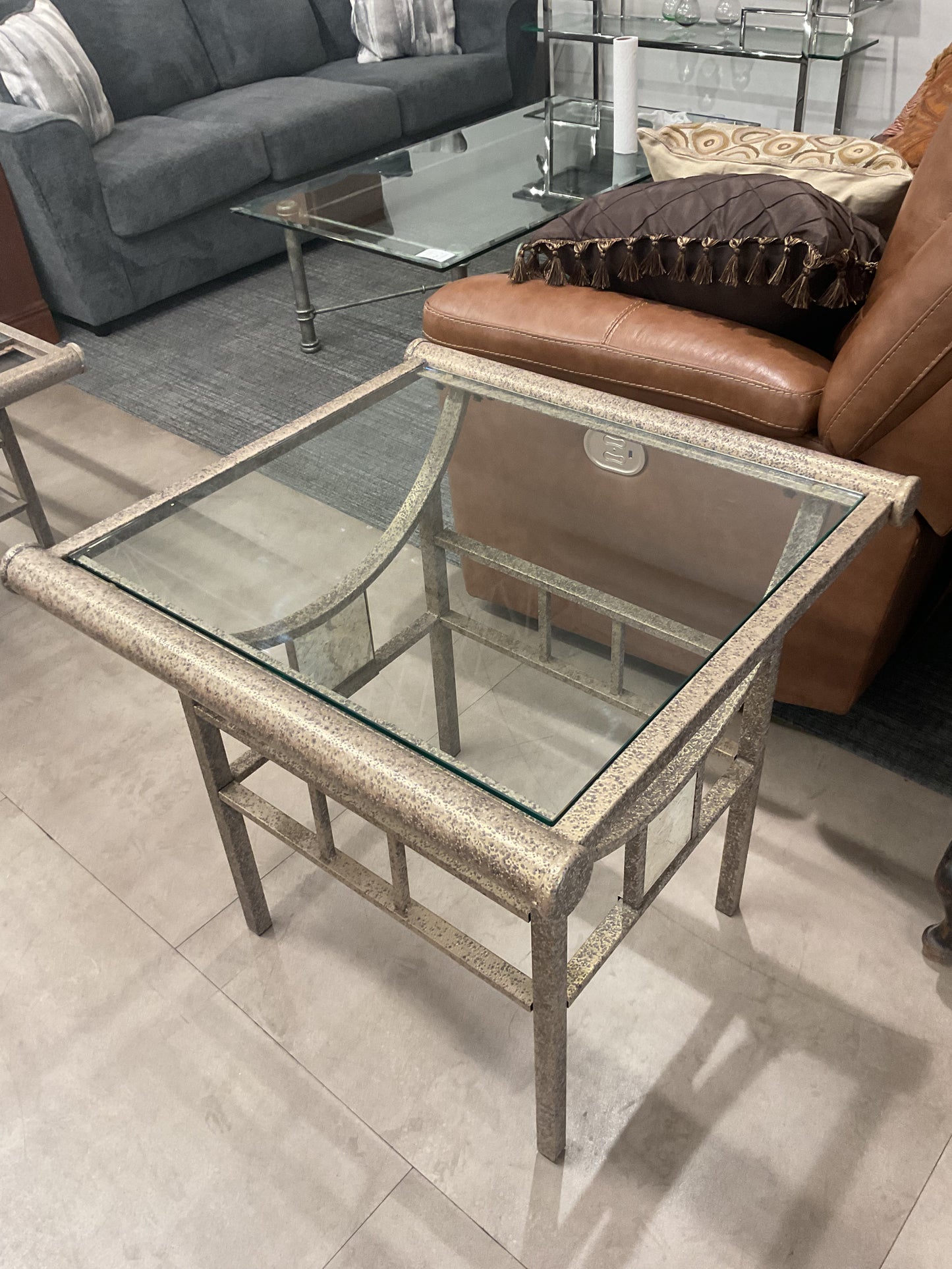 Hammered Metal End Table