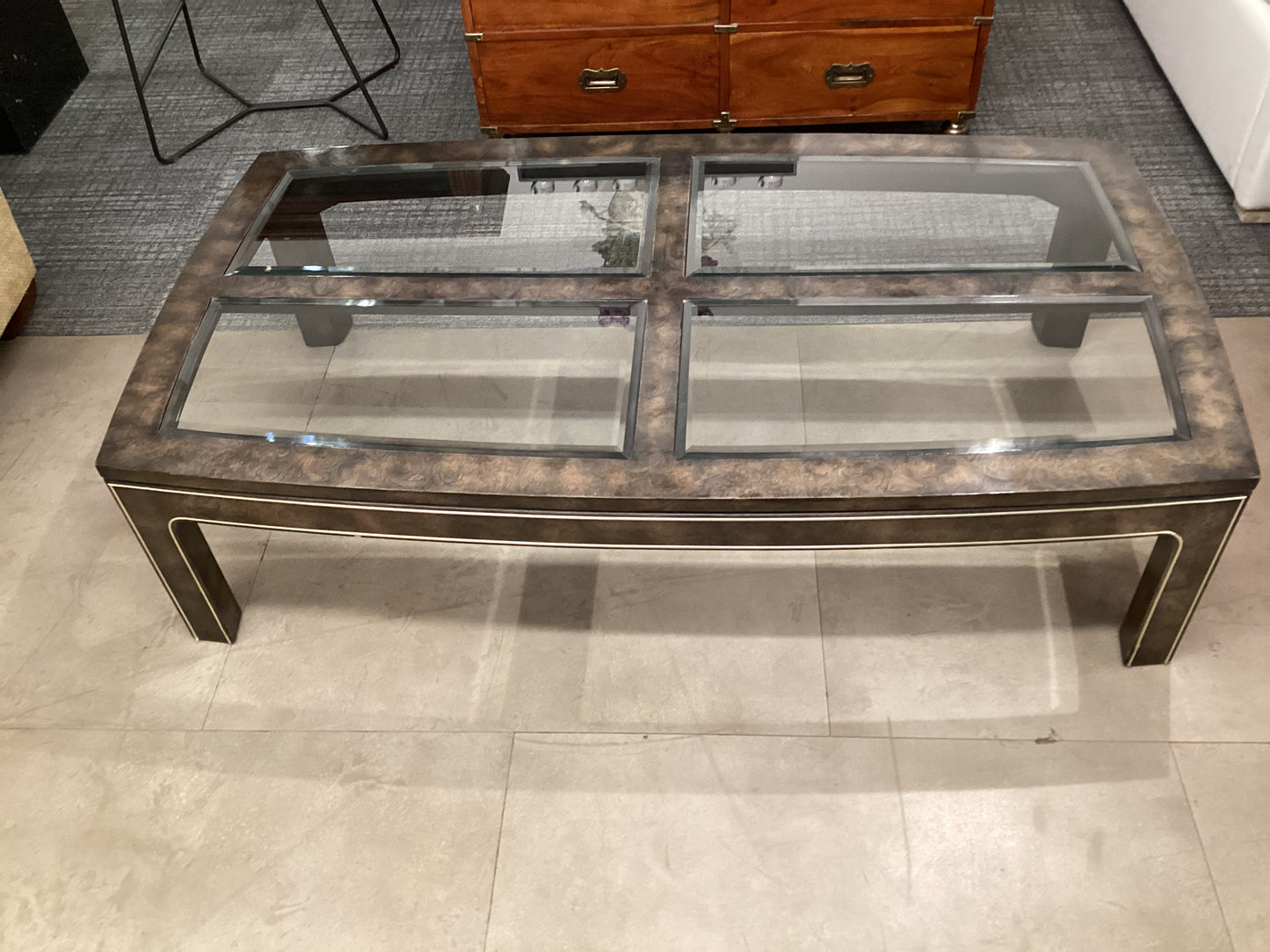 Four Glass Panel Coffee Table