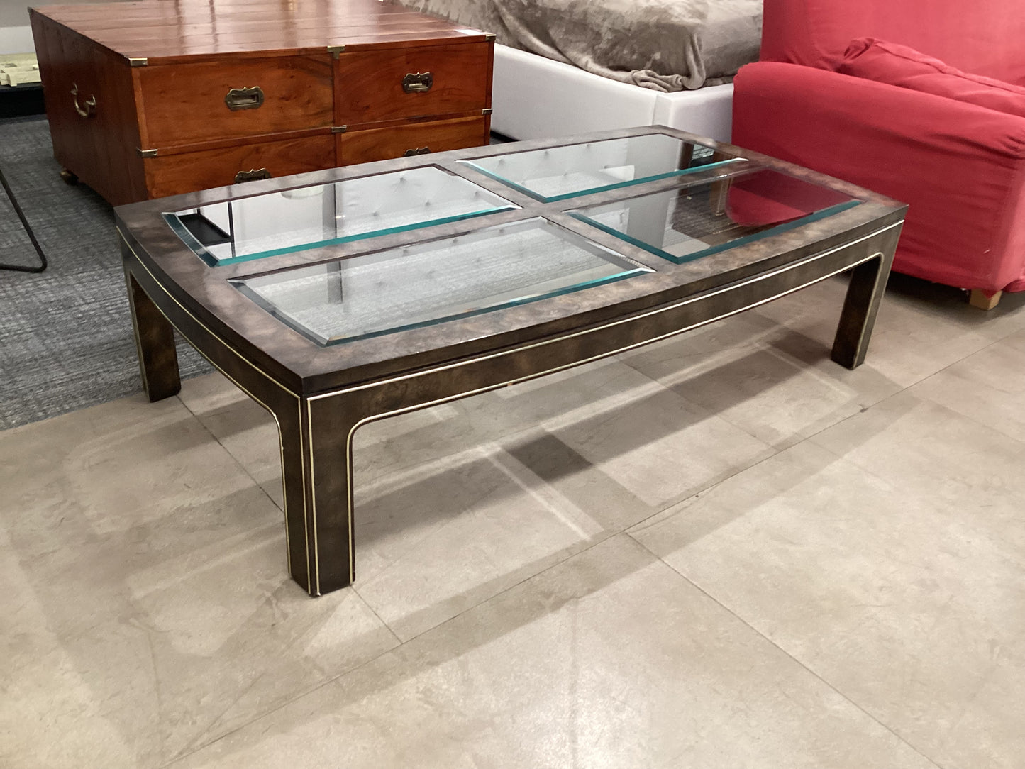 Four Glass Panel Coffee Table