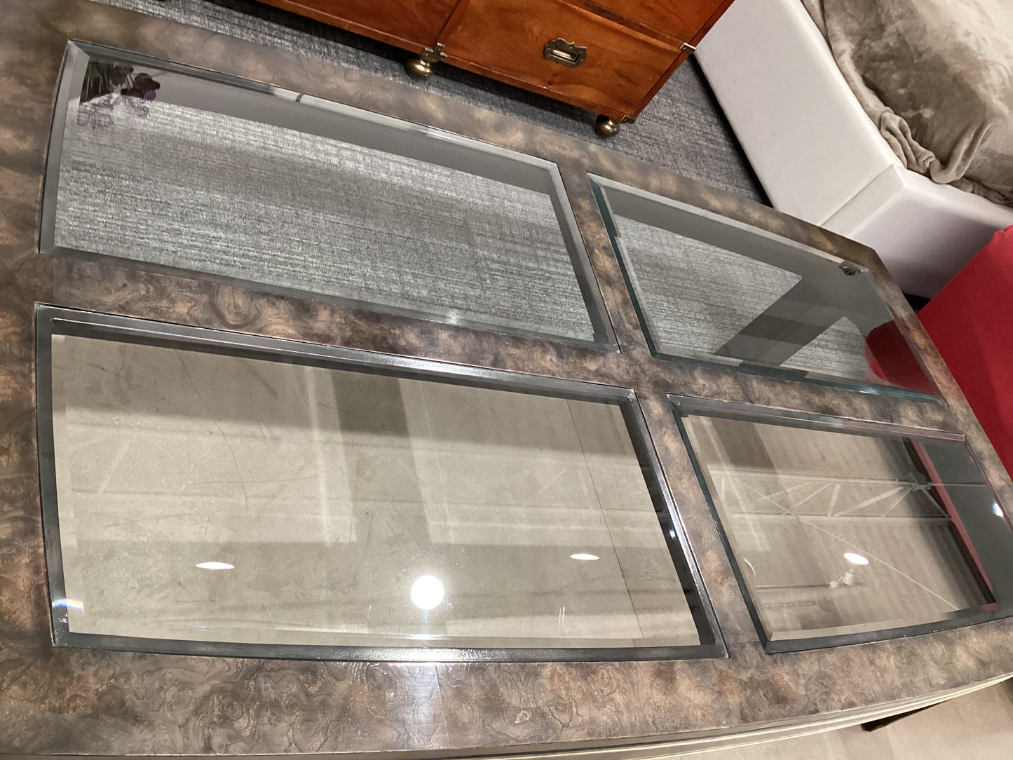 Four Glass Panel Coffee Table