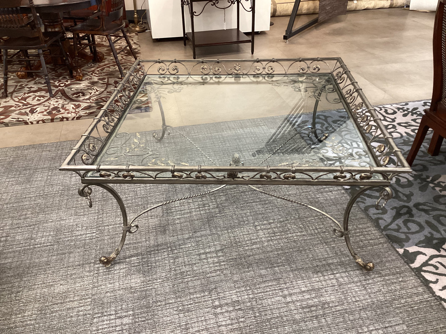 Glass Inlay Iron Patio Table