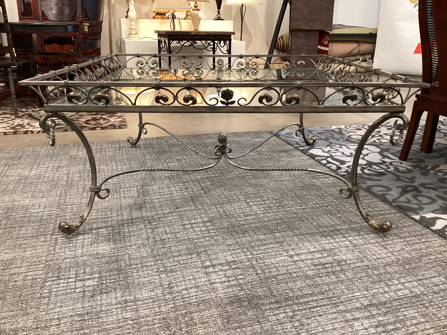 Glass Inlay Iron Patio Table