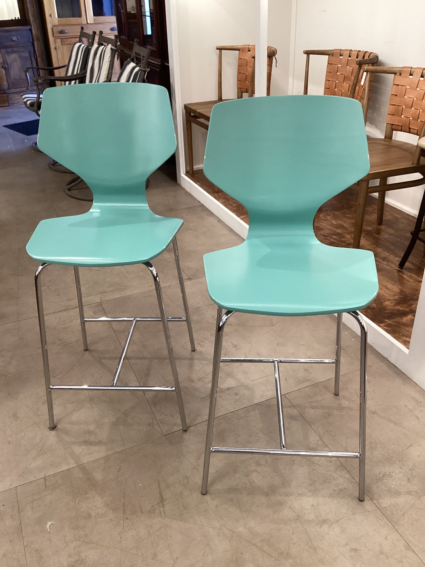 Room & Board Aqua Barstool Pair