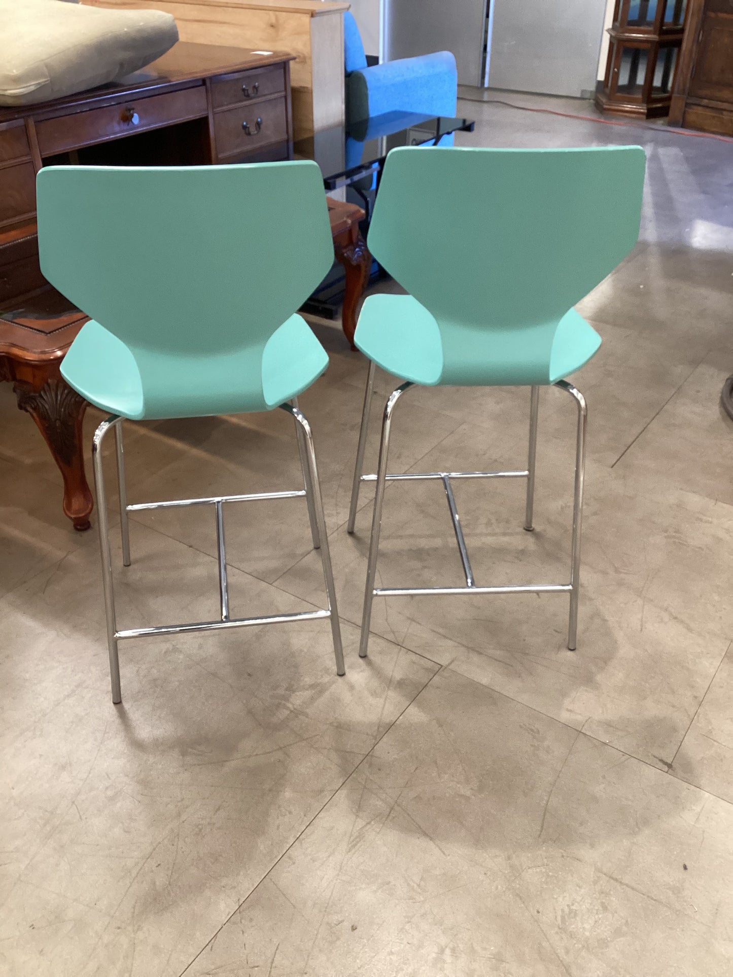 Room & Board Aqua Barstool Pair