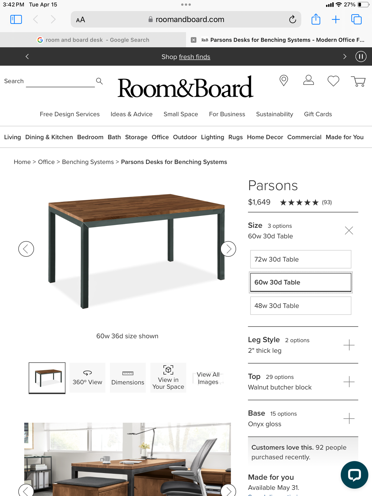 Room & Board Parsons Desk