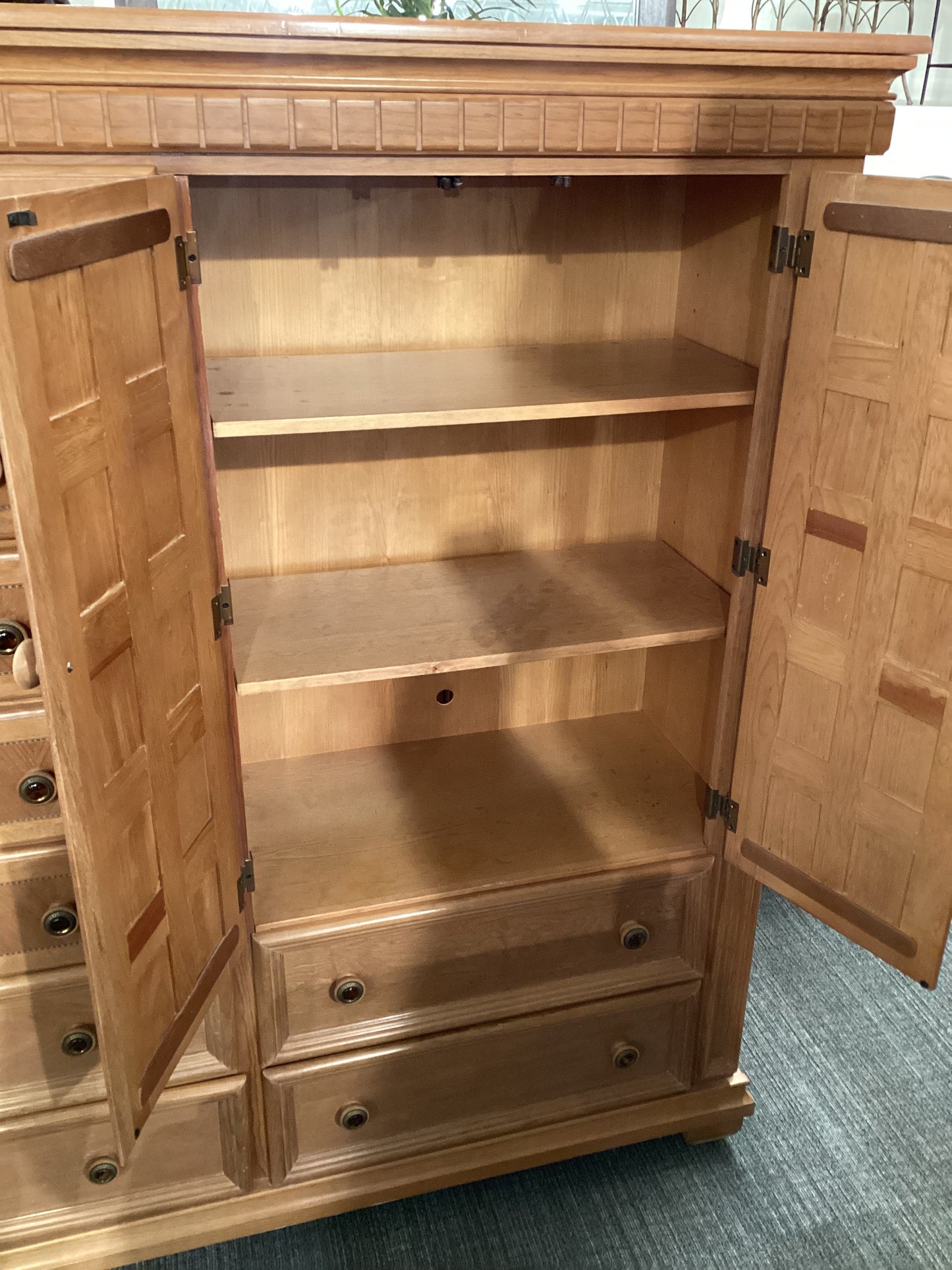 Large Armoire With Decorative Glass Handles