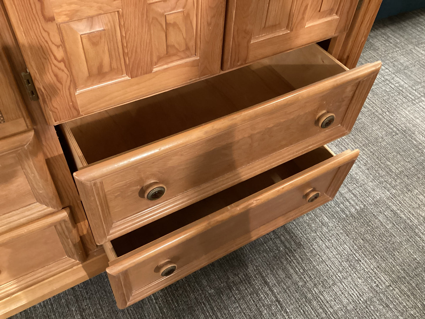 Large Armoire With Decorative Glass Handles