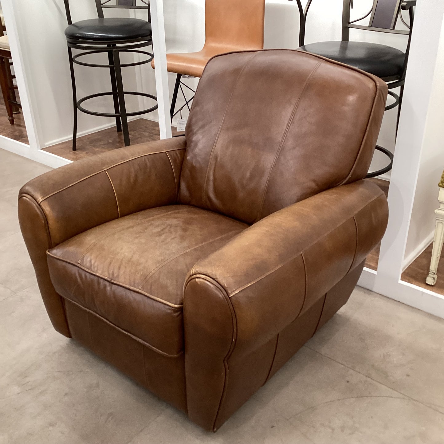 Roll Arm Faux Leather Chair