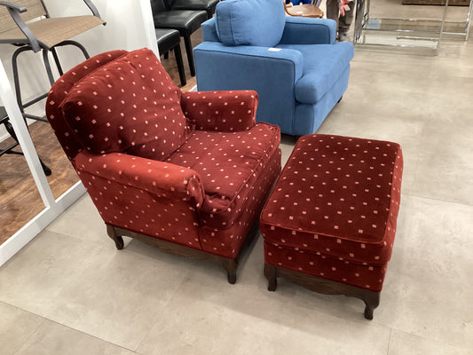 Red Armchair and Ottoman