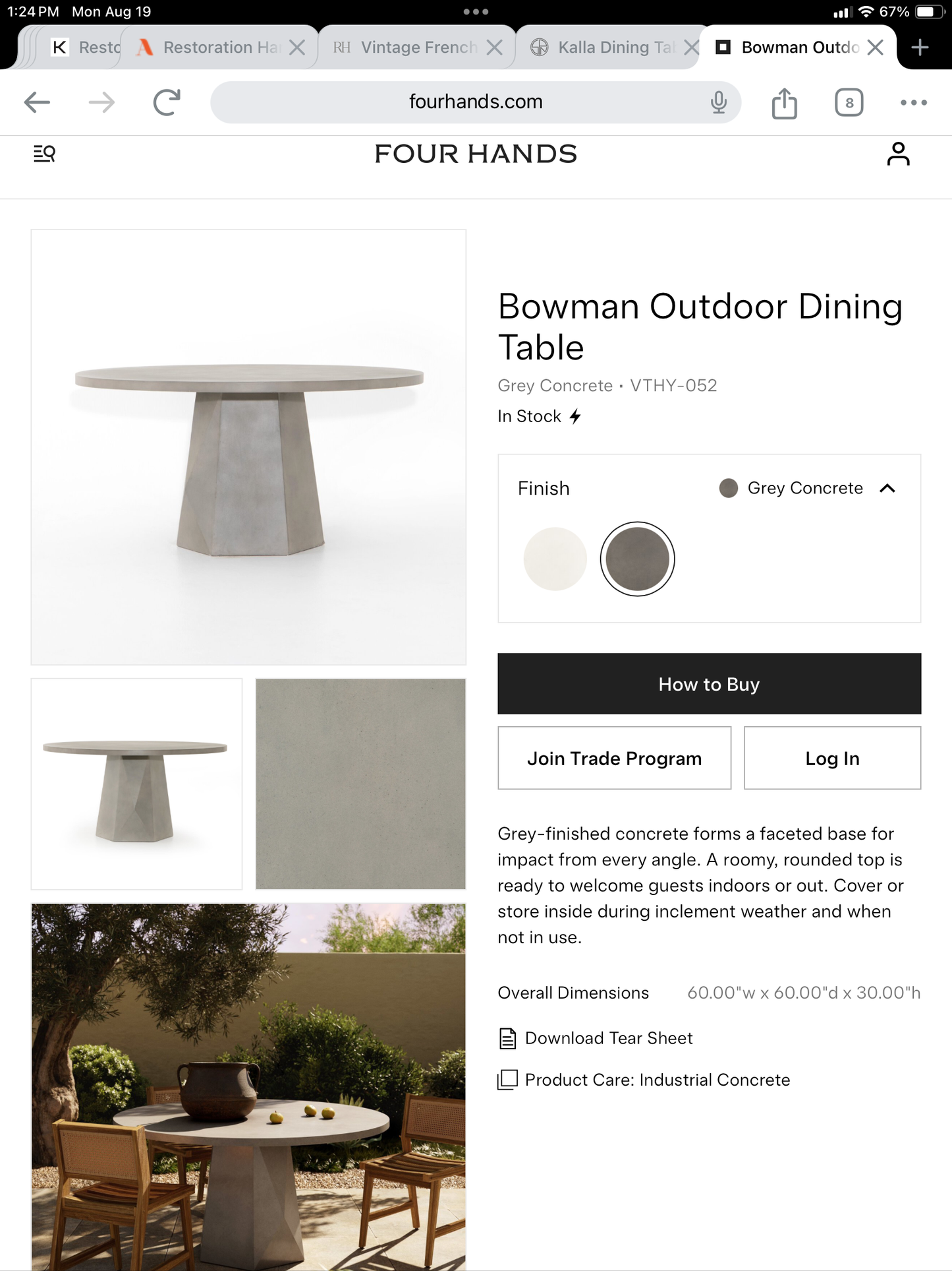 Four Hands Bowman Outdoor Dining Table Base