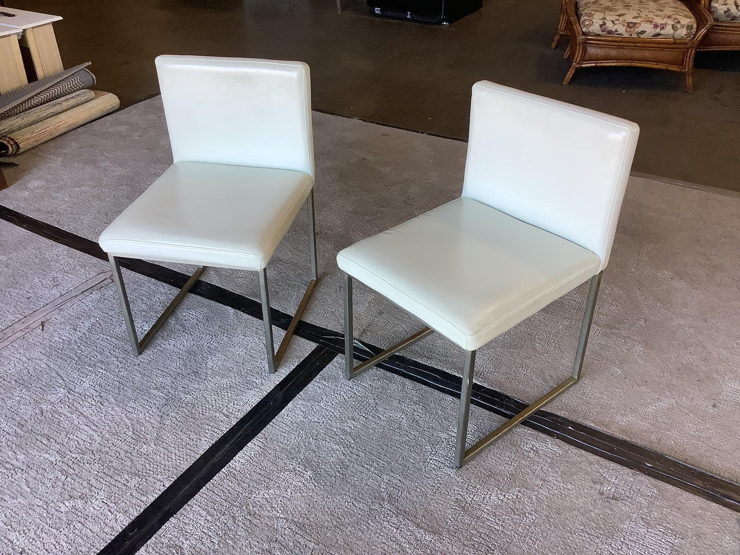 Pair of white side chairs (FB)