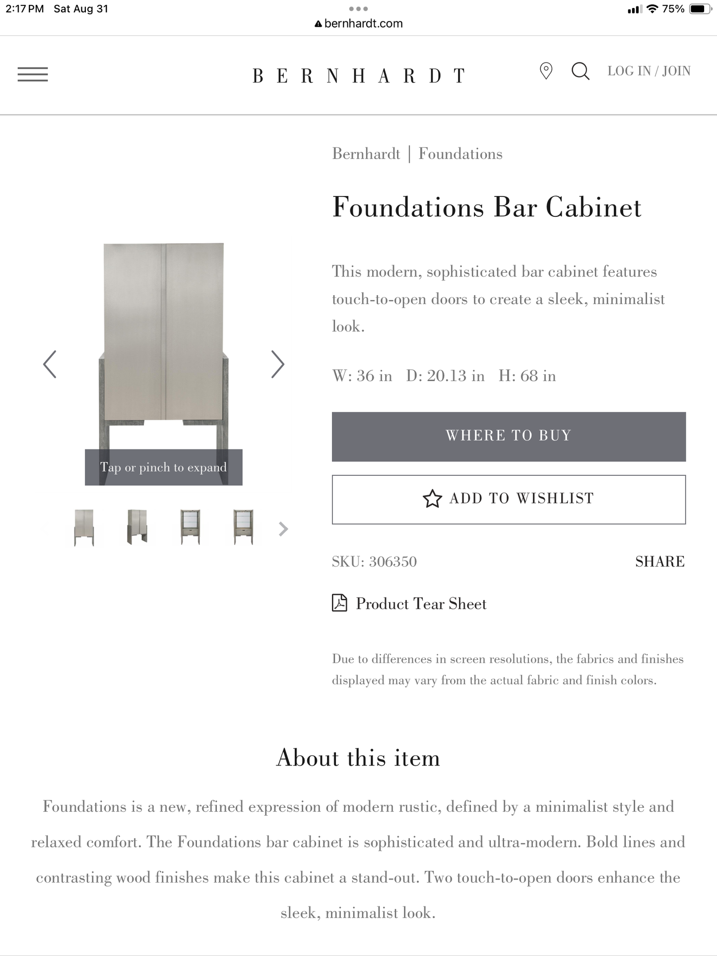 Bernhardt Foundations Bar Cabinet