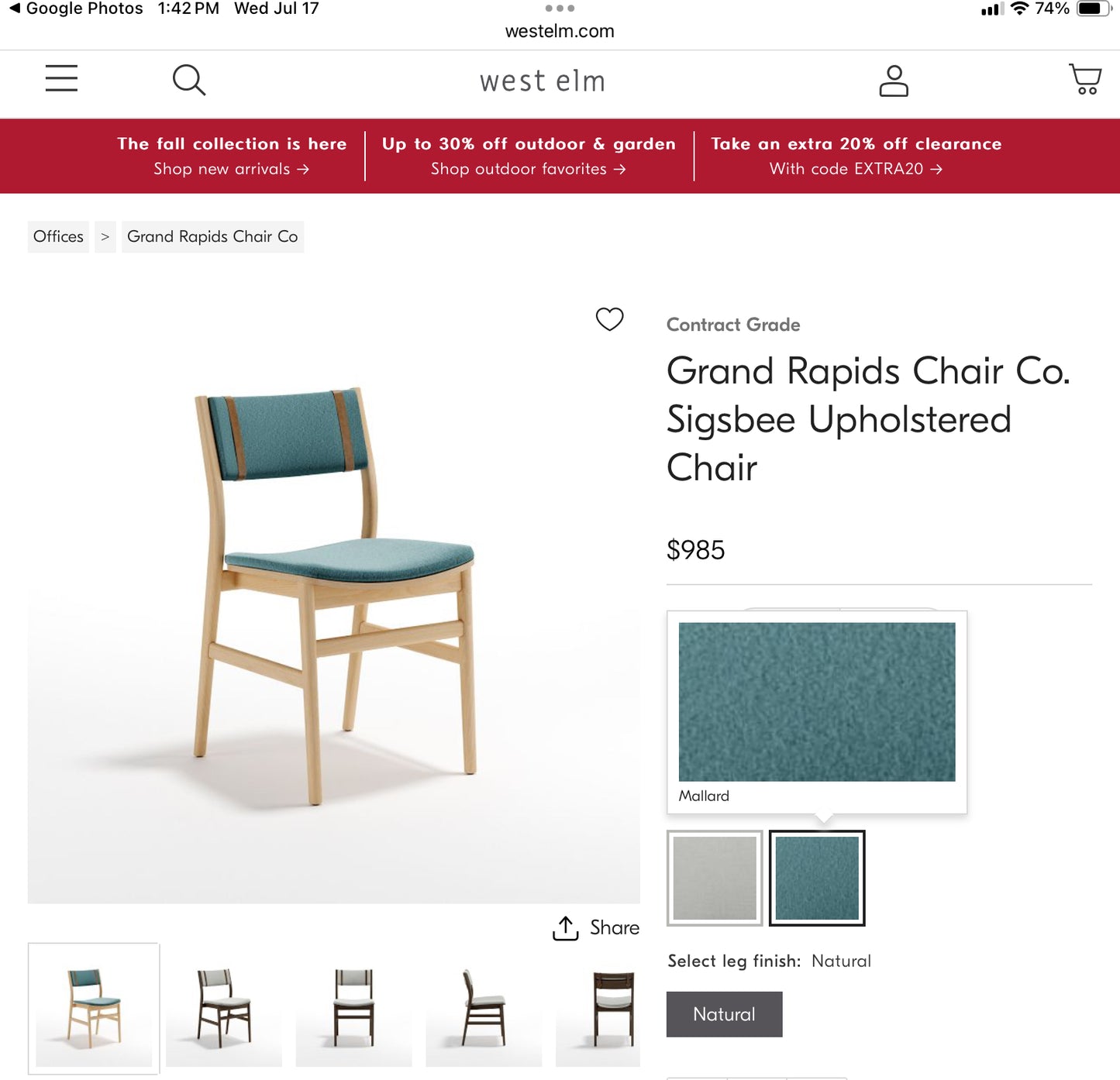 Set of 4 Chairs by Grand Rapids