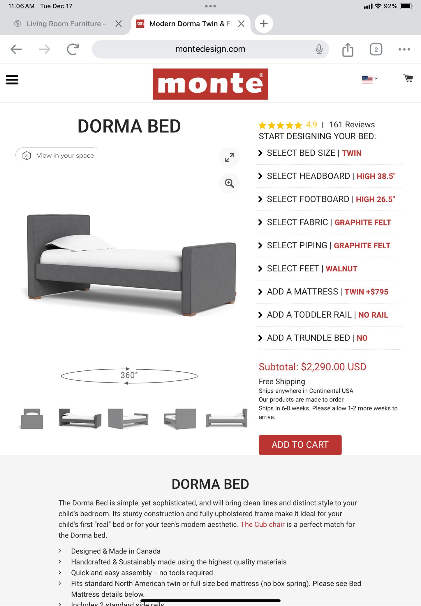 Monte Twin Dorma Bed (B095)