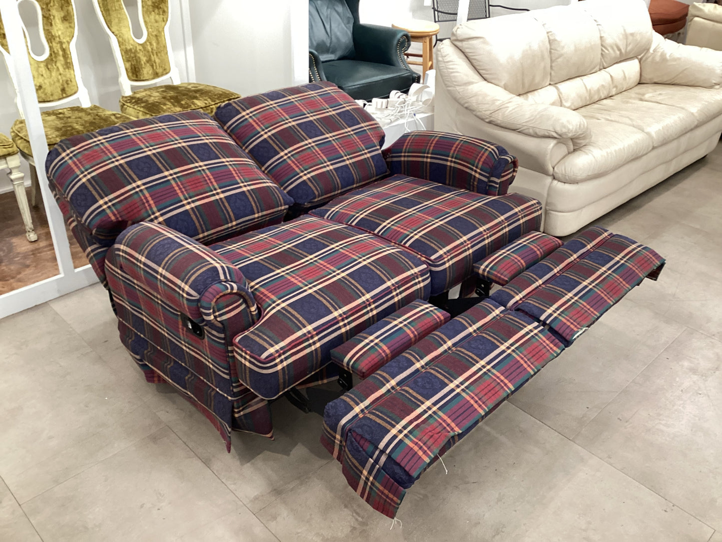 Country Plaid Reclining Loveseat