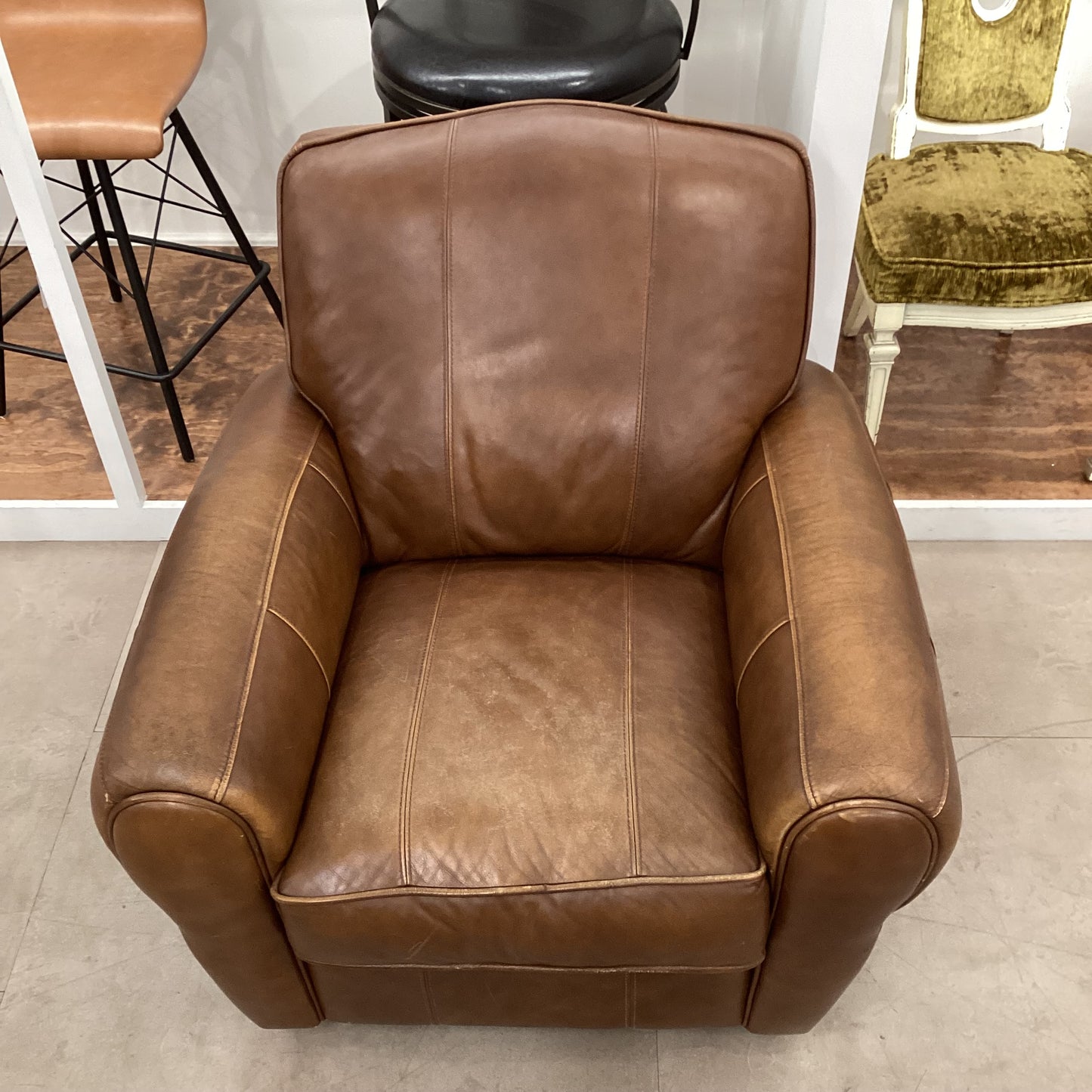 Roll Arm Faux Leather Chair